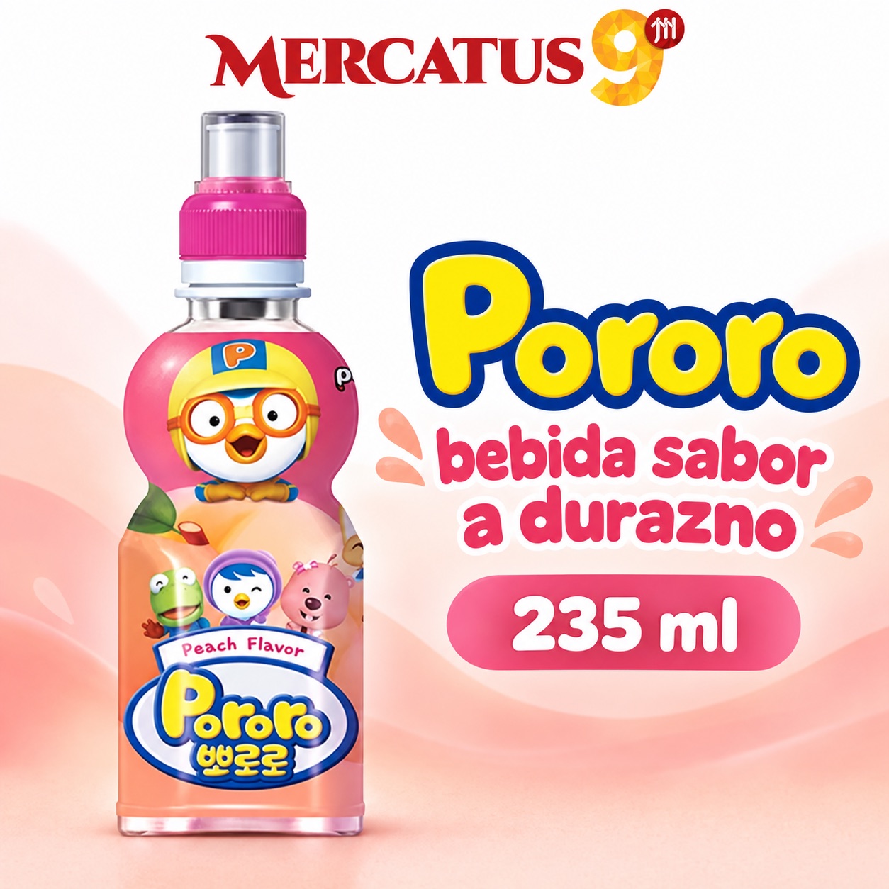 Pororo bebida sabor a durazno, empaque de 235 ml, Mercatus9