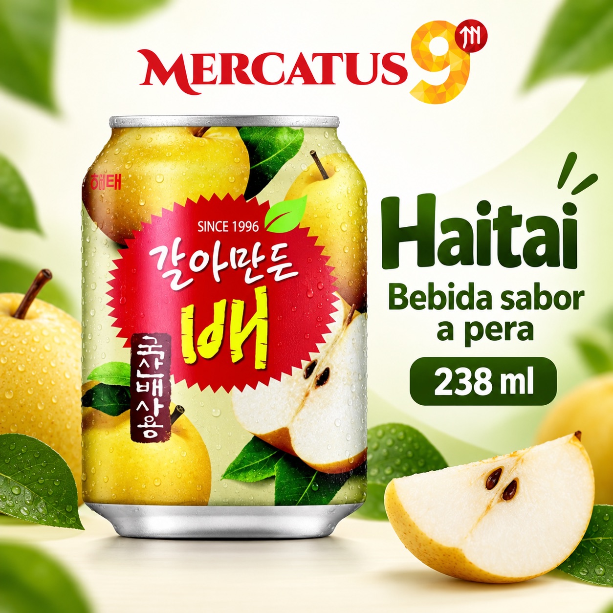 Haitai bebida sabor a pera, empaque de 238 ml, Mercatus9