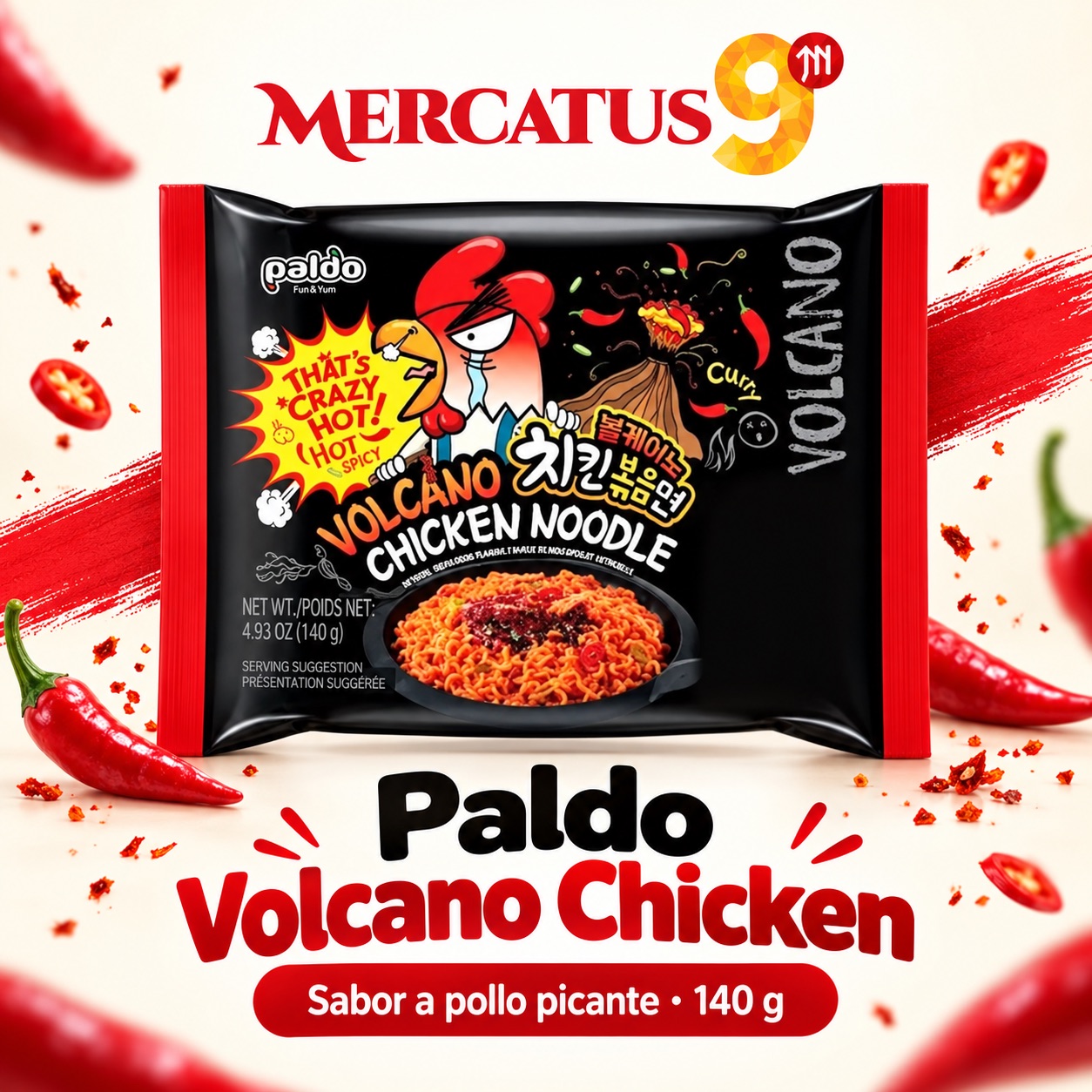 Paldo Volcano Chicken, empaque de 140 g, Mercatus9