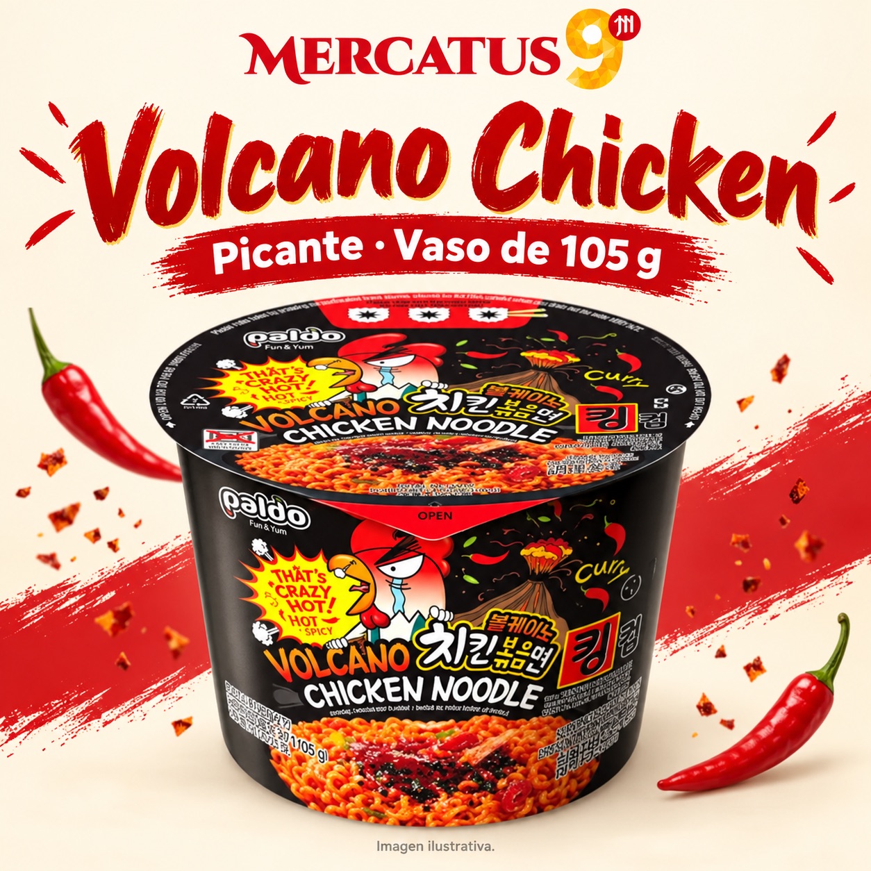 Paldo Volcano Chicken en vaso, empaque de 105 g, Mercatus9