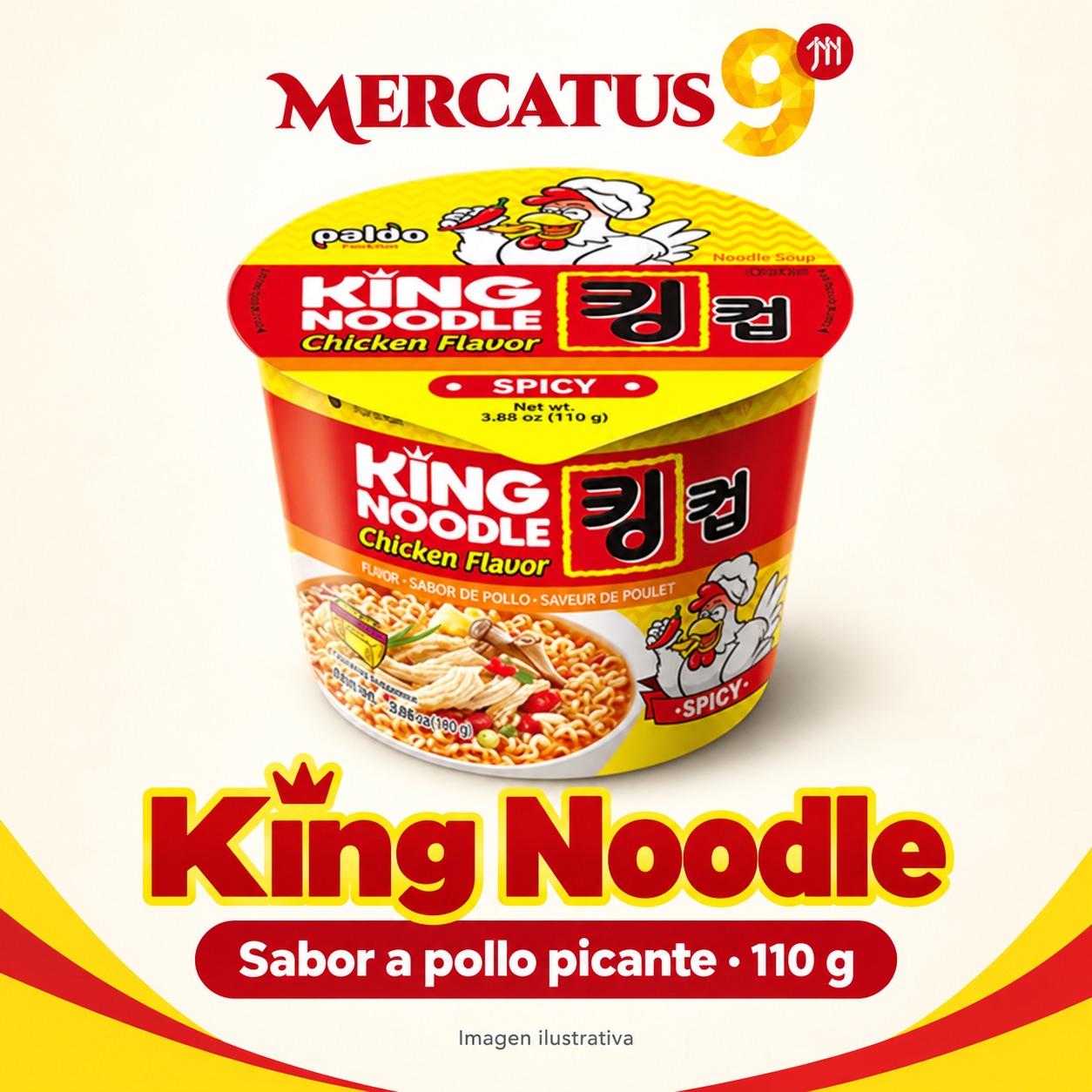 Paldo King Noodle pollo picante, empaque de 110 g, Mercatus9