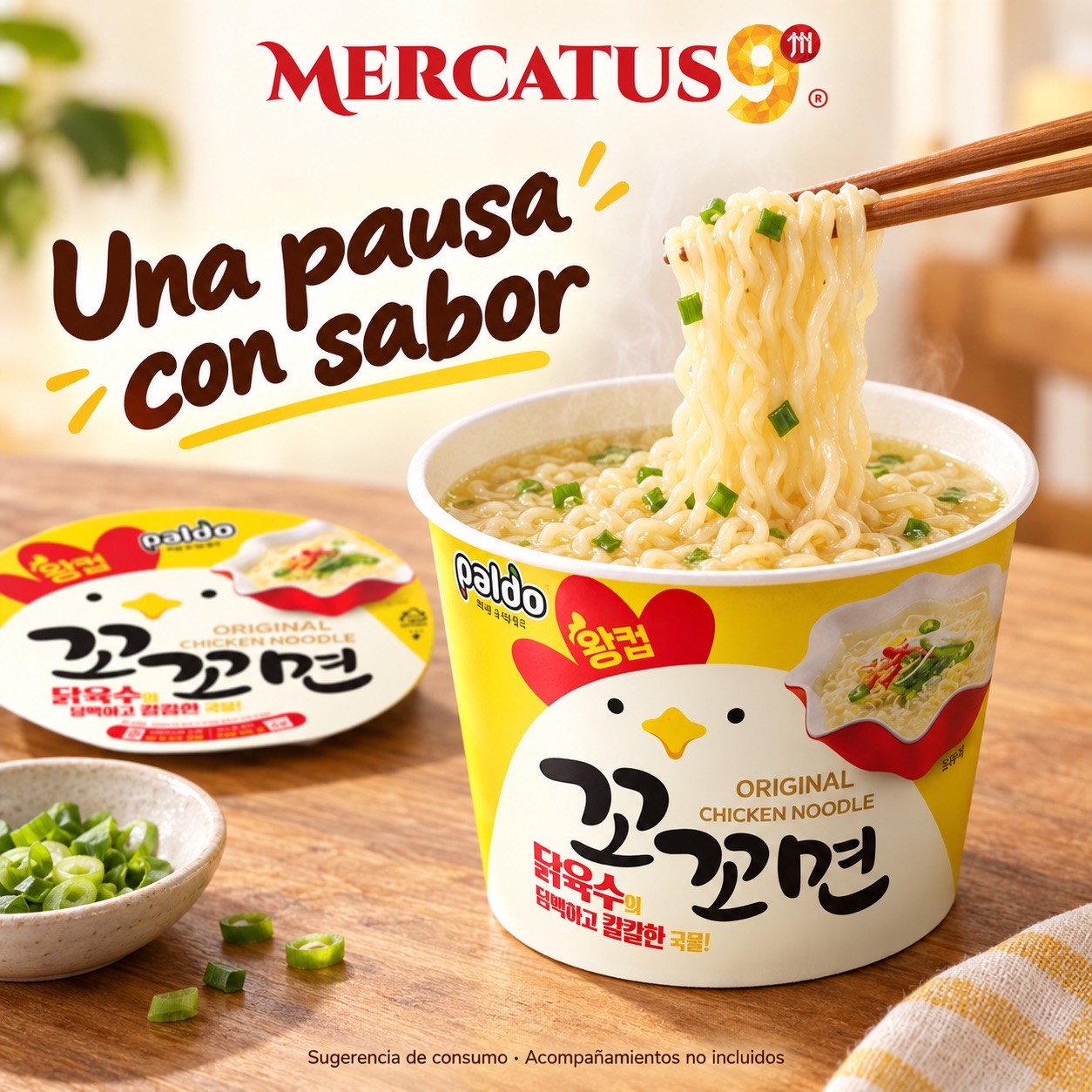 Sugerencia ilustrativa de consumo de Paldo Original Chicken picante; acompañamientos no incluidos