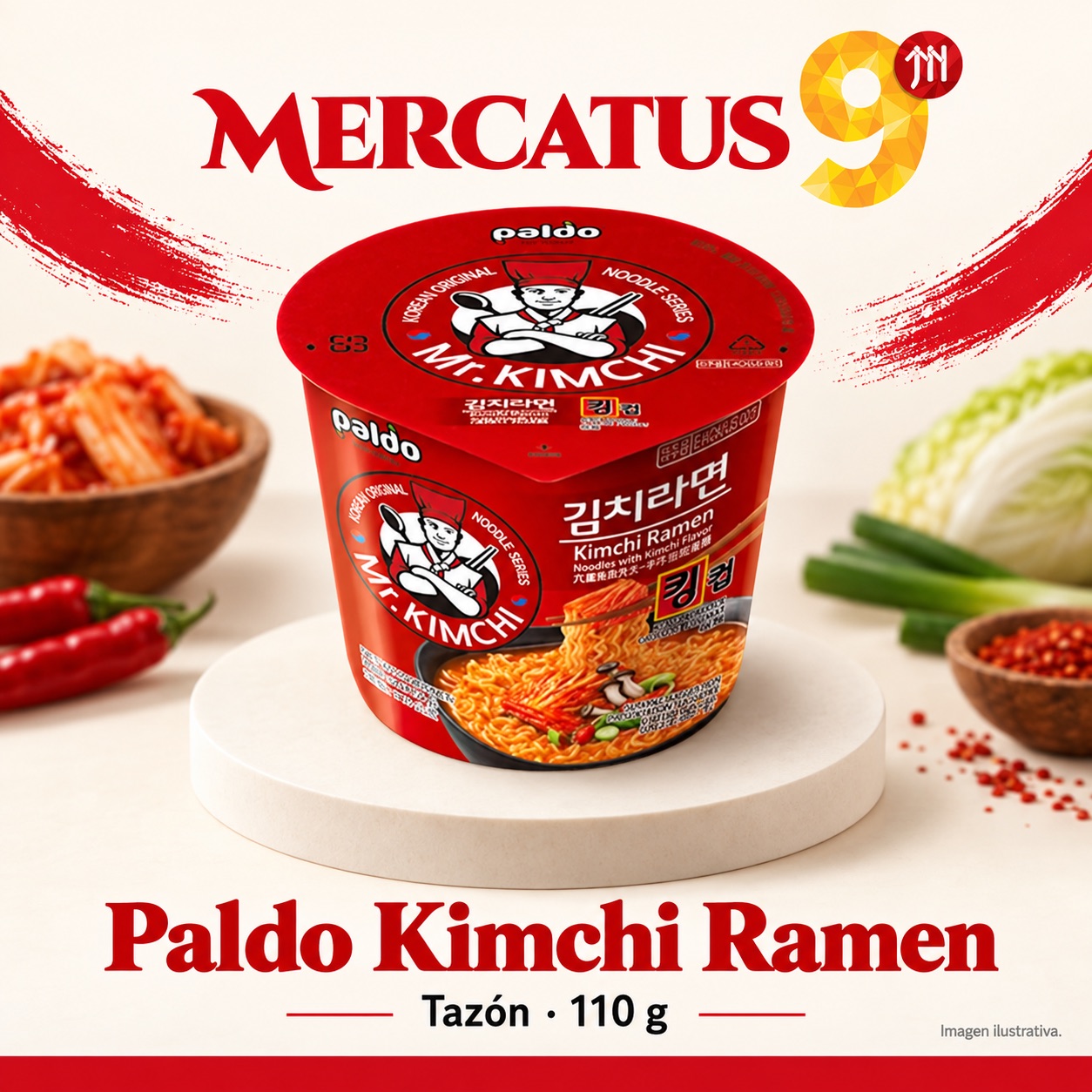 Paldo Kimchi Ramen en tazón, empaque de 110 g, Mercatus9