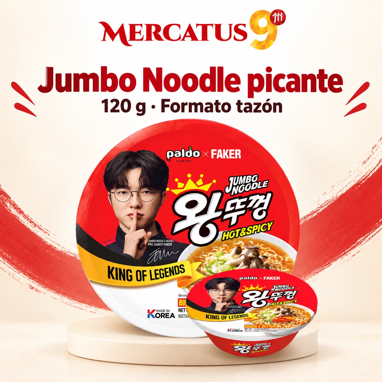 Paldo Jumbo Noodle picante, empaque de 120 g, Mercatus9