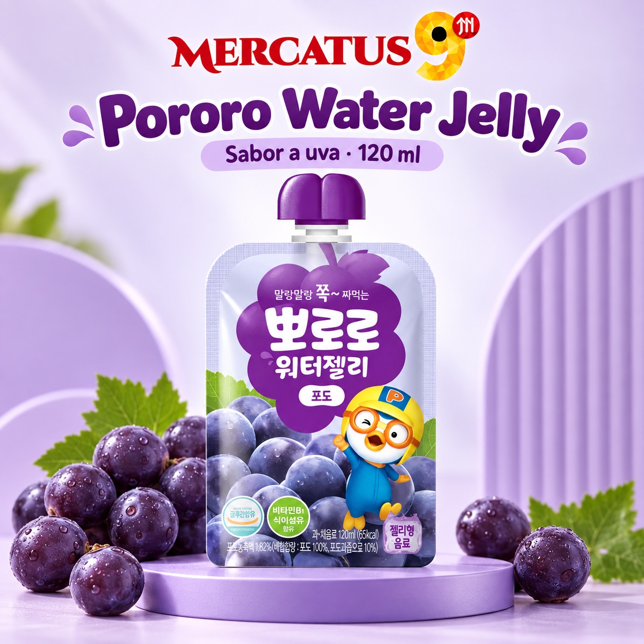 Pororo Water Jelly uva, empaque de 120 ml, Mercatus9