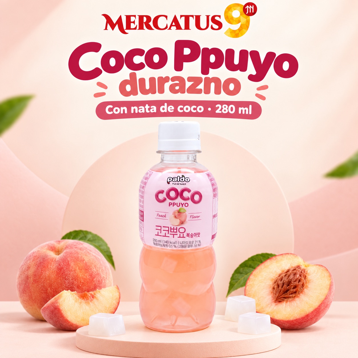 Paldo Coco Ppuyo durazno, empaque de 280 ml, Mercatus9