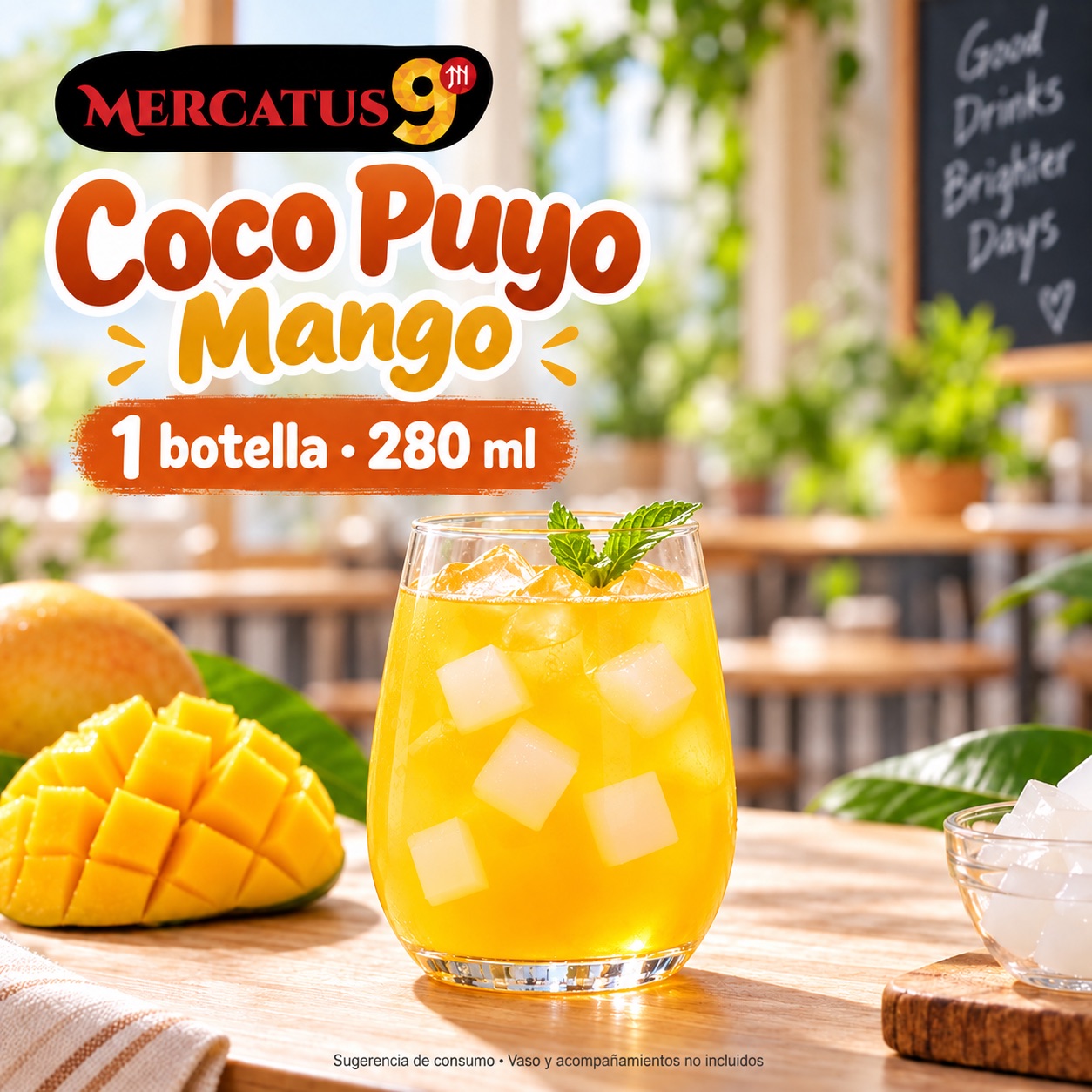 Sugerencia ilustrativa de consumo de Paldo Coco Puyo mango; acompañamientos no incluidos