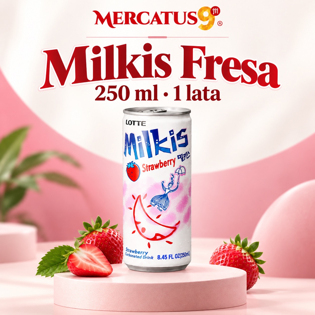 Milkis Fresa · Bebida gaseosa, presentación de 250 ml, Mercatus9
