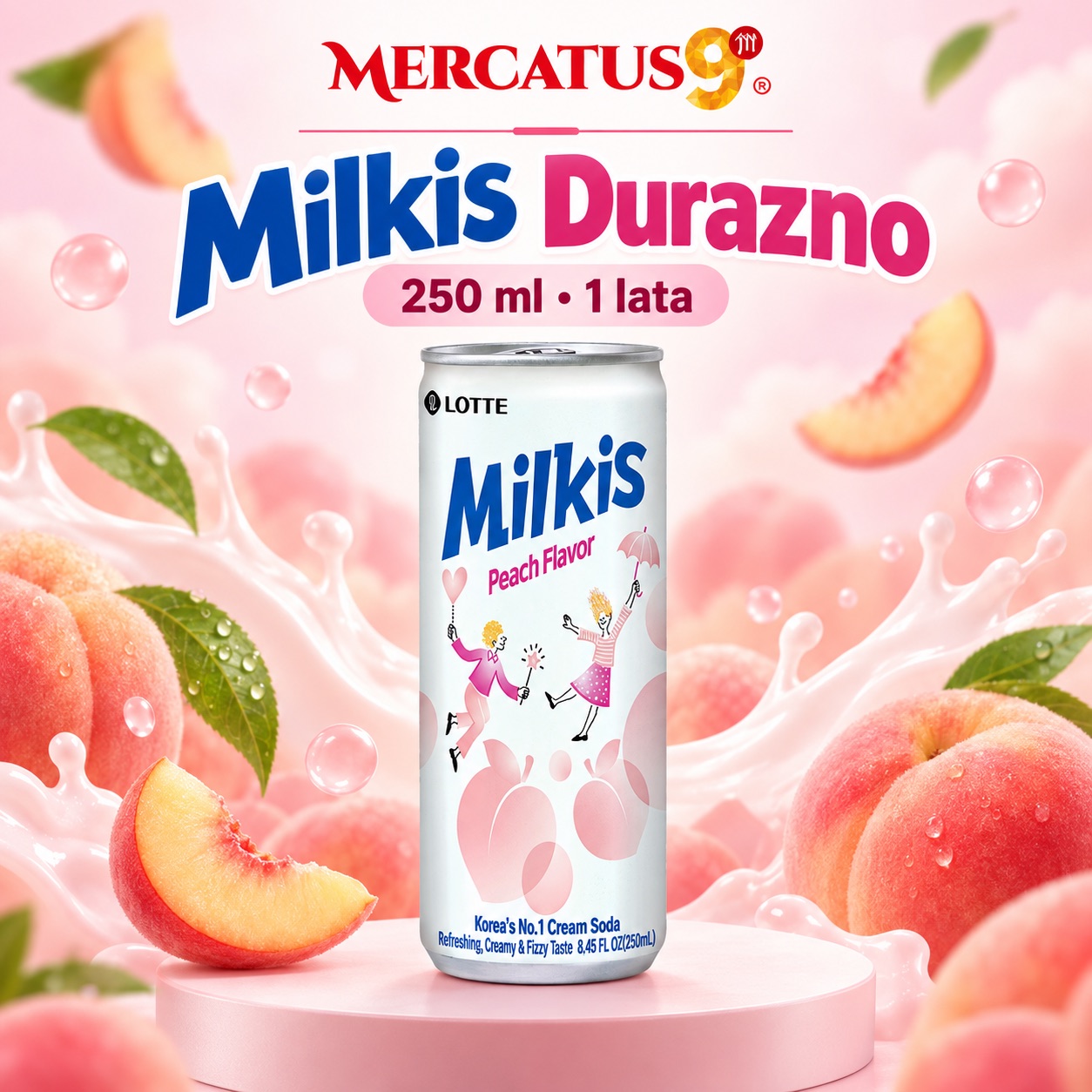 Milkis Durazno · Bebida gaseosa, presentación de 250 ml, Mercatus9