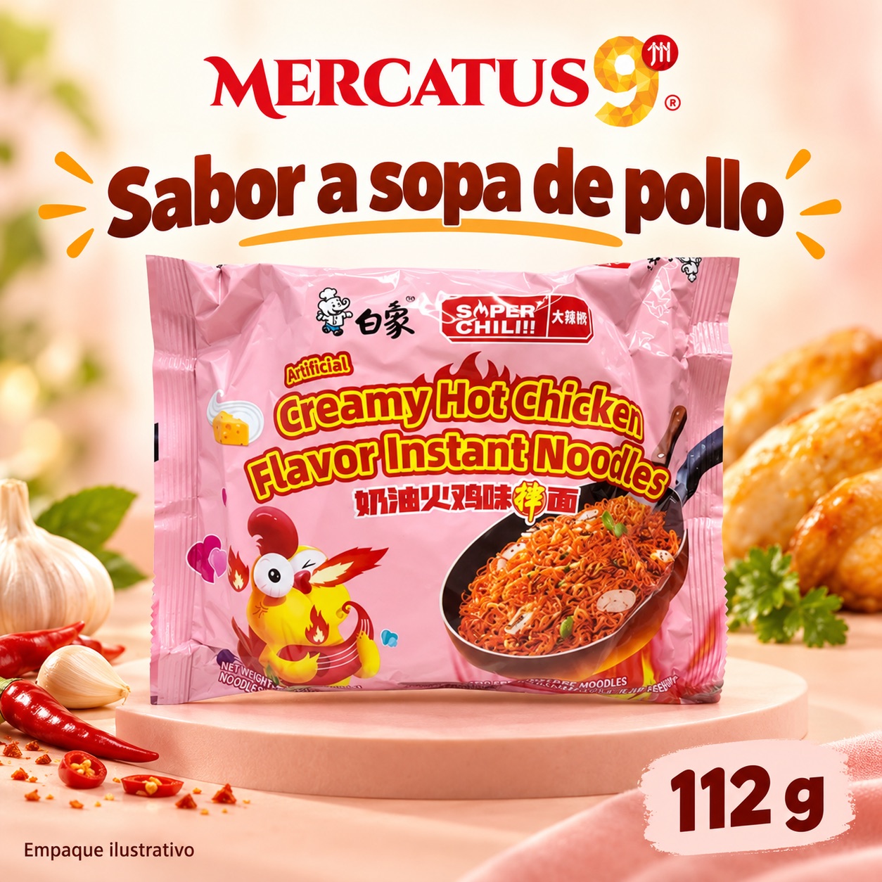 Baixiang · Fideos sabor a sopa de pollo, presentación de 112 g, Mercatus9