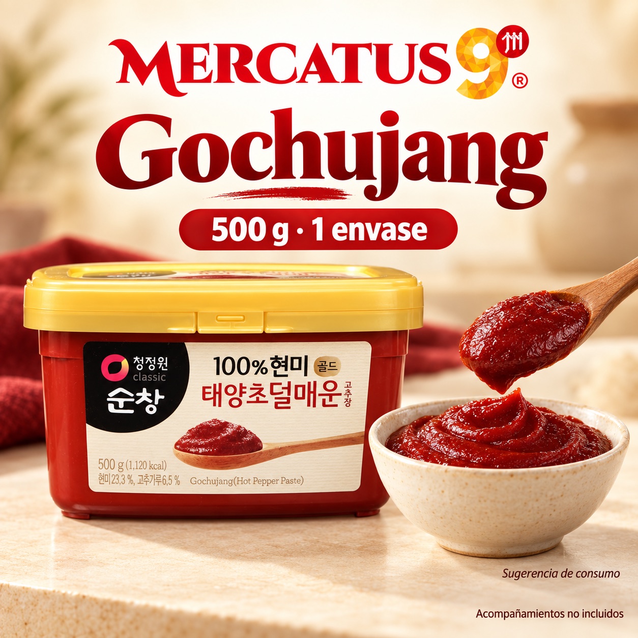 Sugerencia ilustrativa de consumo de Daesang gochujang; acompañamientos no incluidos