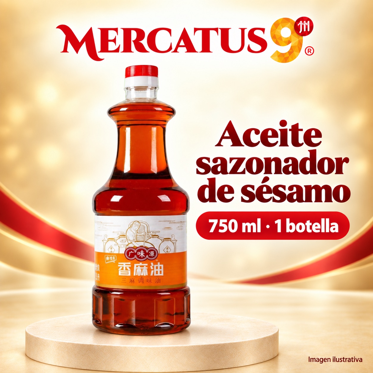 Aceite sazonador de sésamo GWY, presentación de 750 ml, Mercatus9