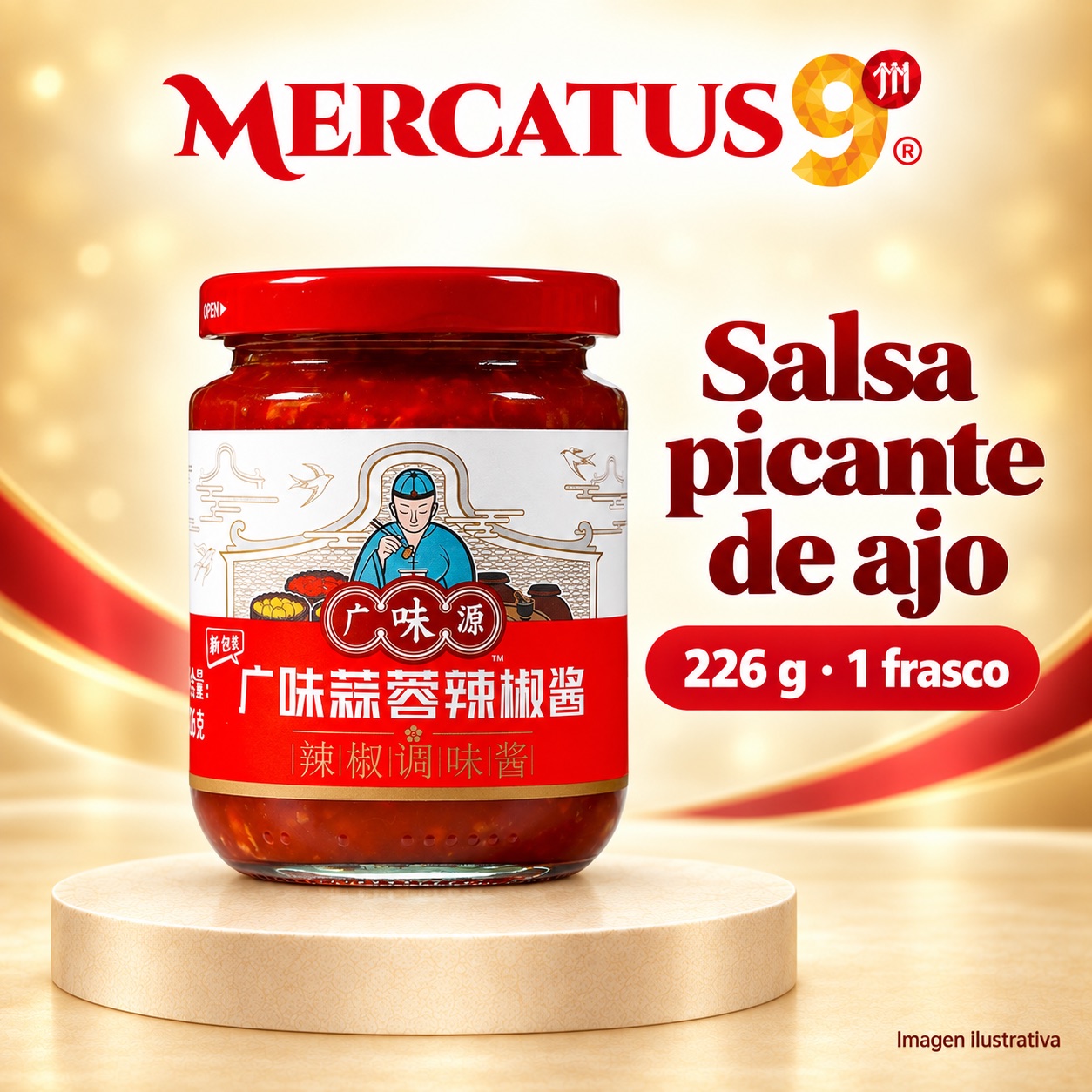 Salsa picante de ajo GWY, presentación de 226 g, Mercatus9