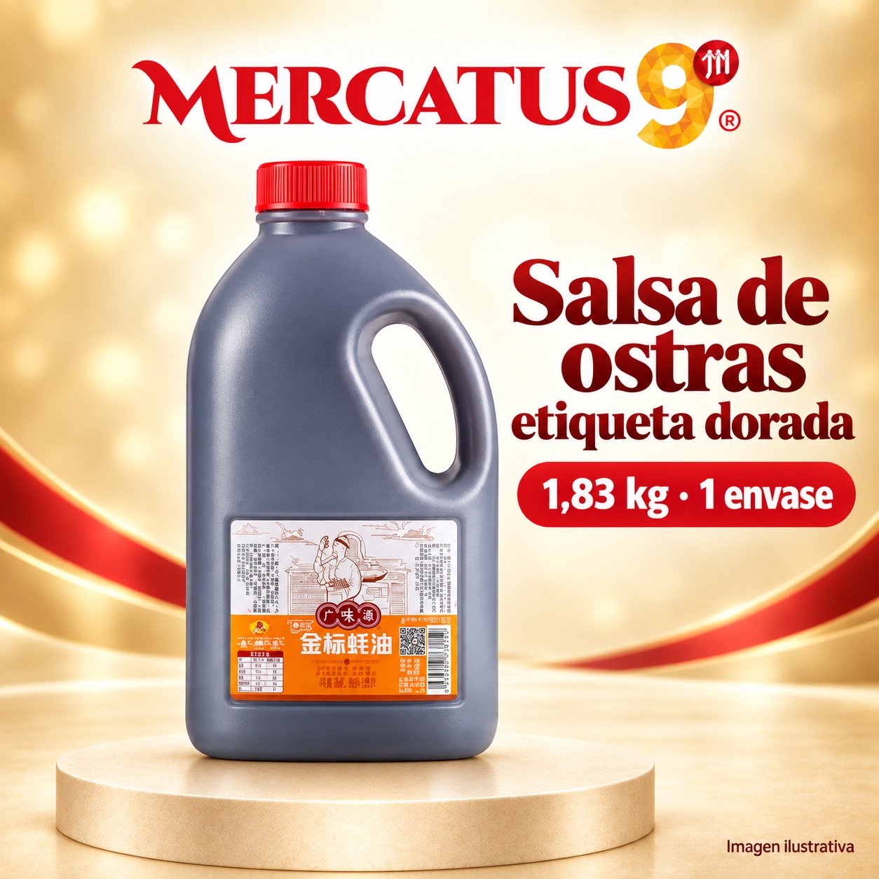 Salsa de ostras etiqueta dorada GWY, presentación de 1,83 kg, Mercatus9