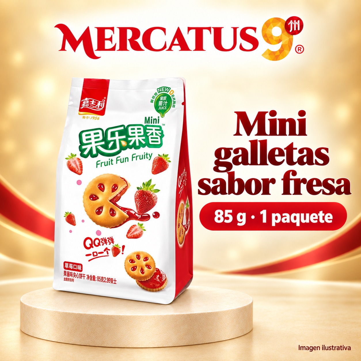 Mini galletas JSL sabor fresa, presentación de 85 g, Mercatus9