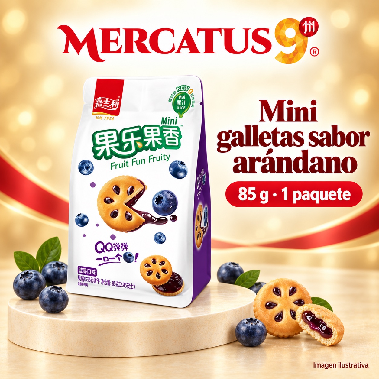 Mini galletas JSL sabor arándano, presentación de 85 g, Mercatus9