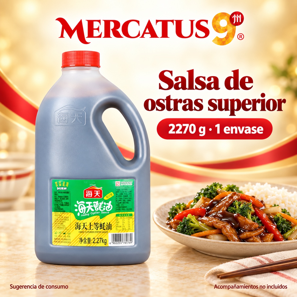 Sugerencia ilustrativa de consumo de Salsa de ostras superior; acompañamientos no incluidos