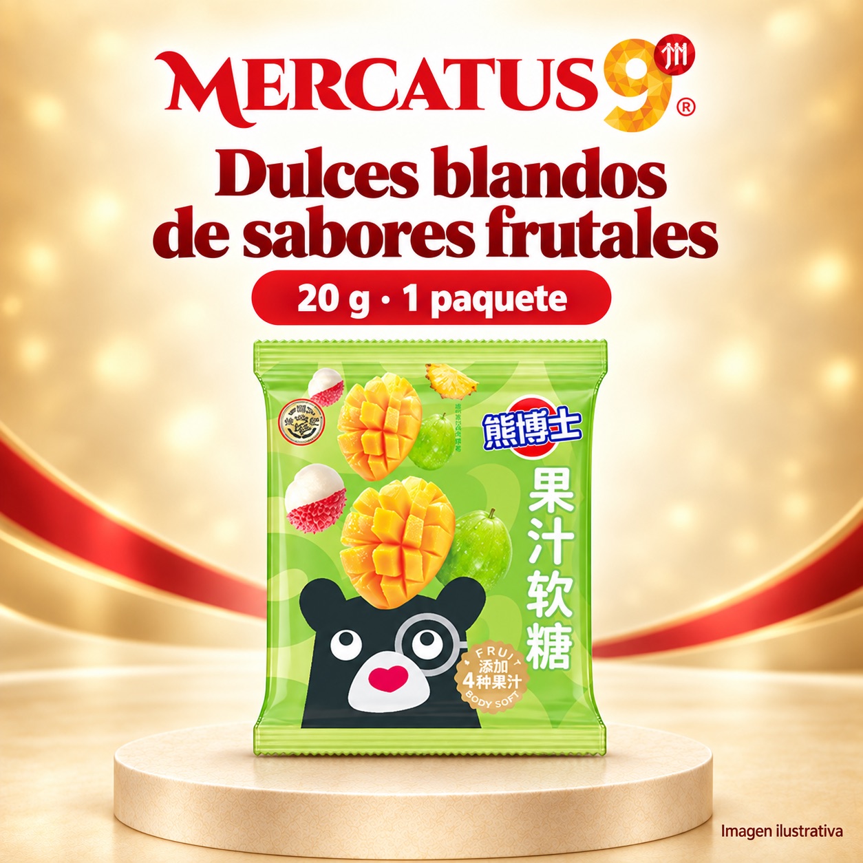 Dulces blandos de sabores frutales, presentación de 20 g, Mercatus9