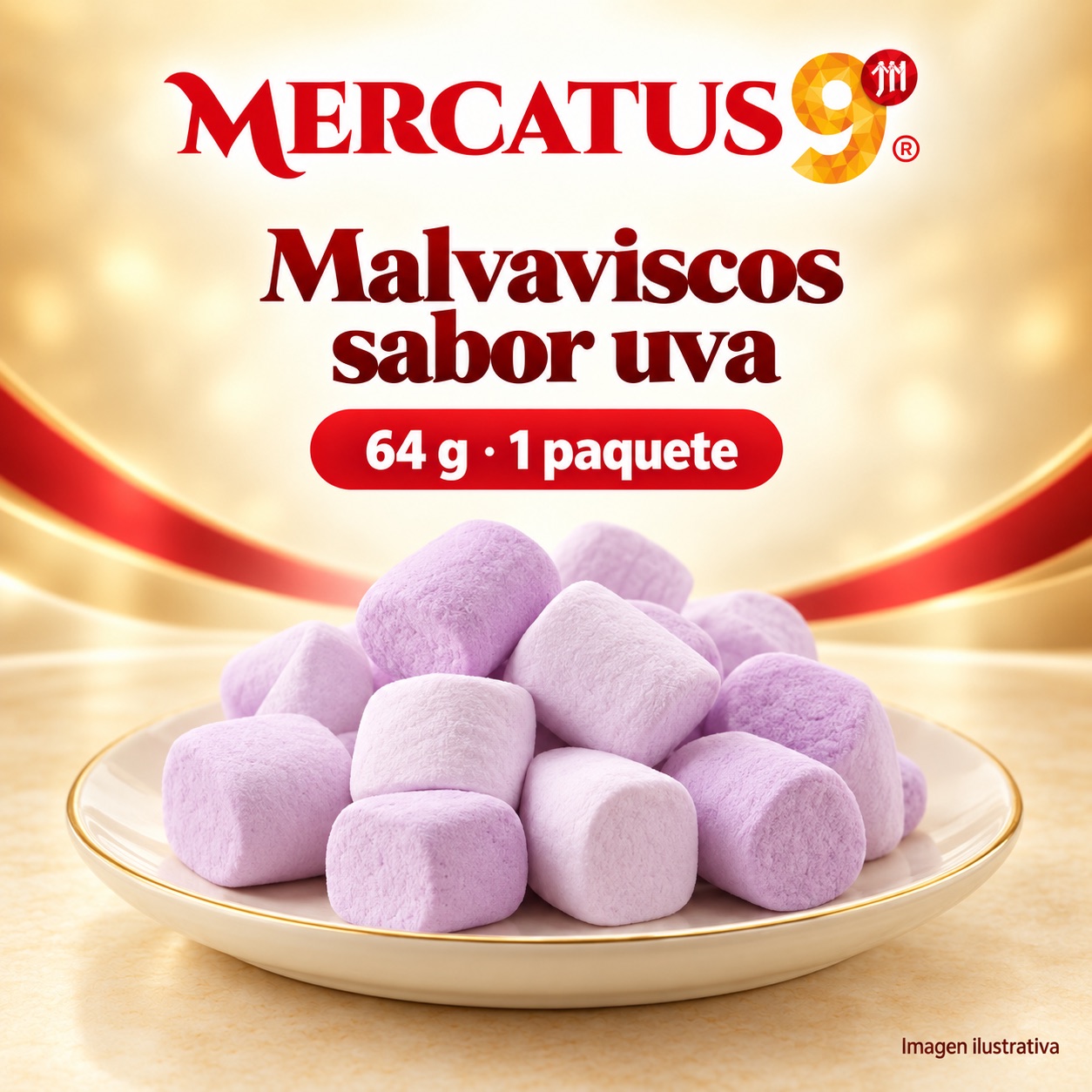 Malvaviscos sabor uva, presentación de 64 g, Mercatus9