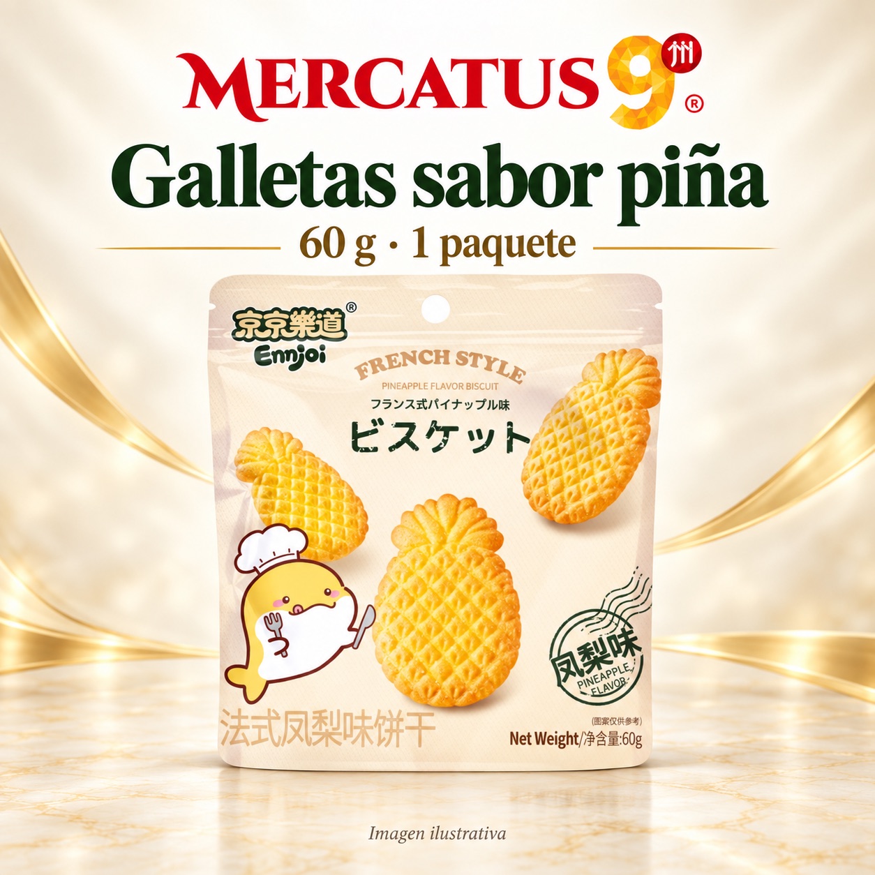 Galletas JJLD sabor piña, presentación de 60 g, Mercatus9