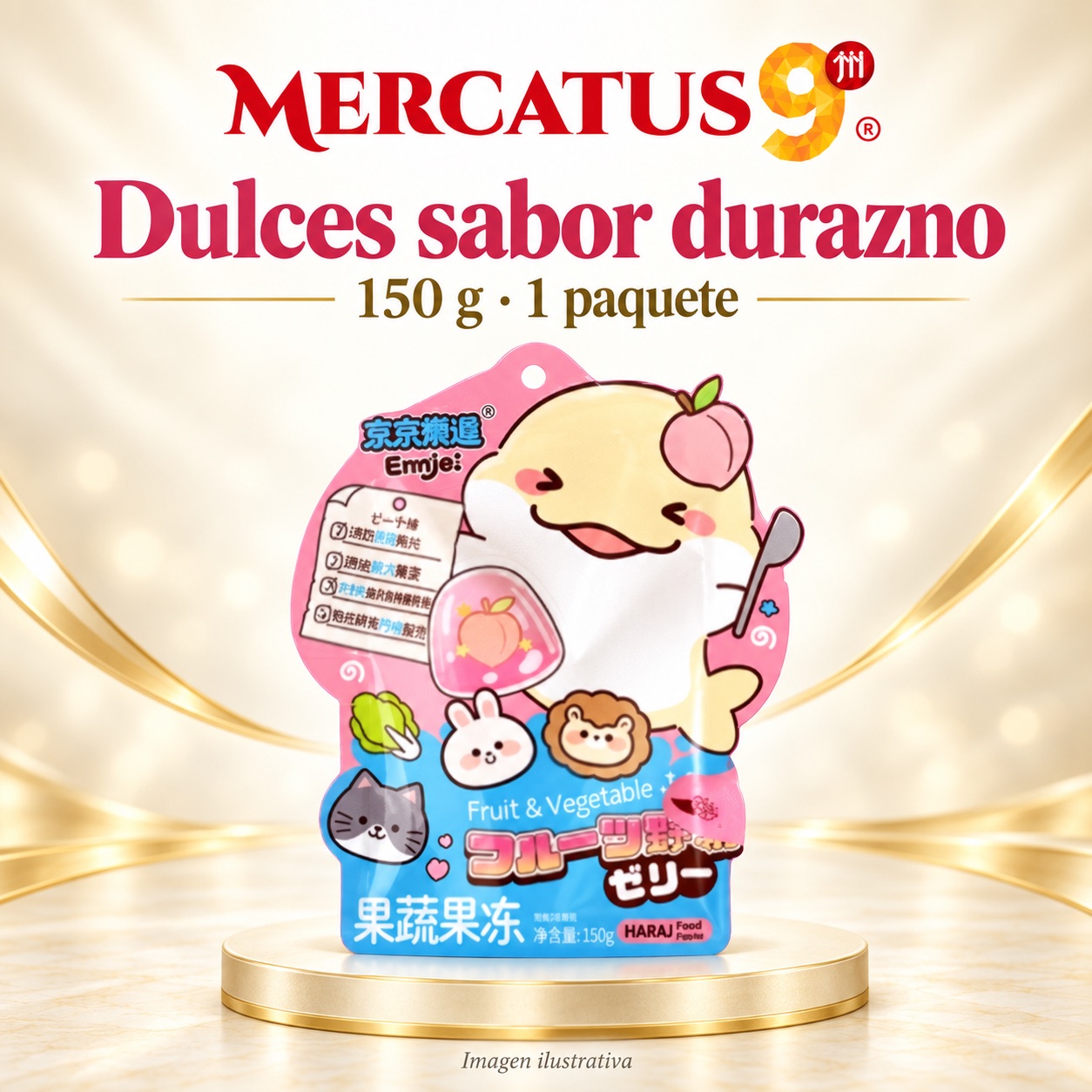 Dulces JJLD sabor durazno, presentación de 150 g, Mercatus9