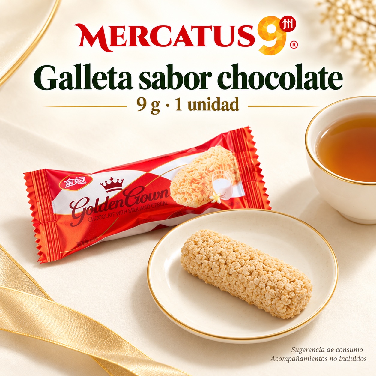 Sugerencia ilustrativa de consumo de Galleta sabor chocolate; acompañamientos no incluidos