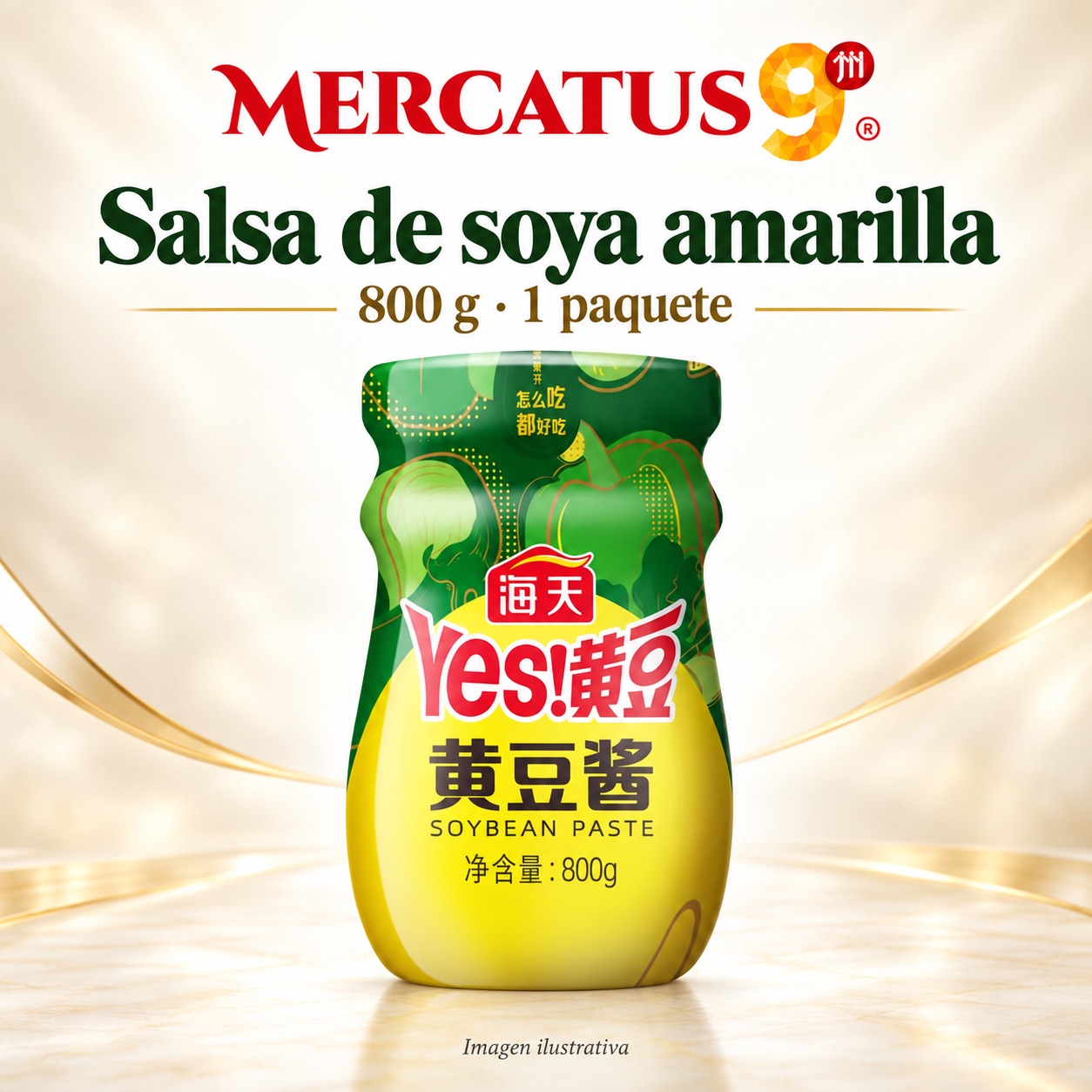 Salsa de soya amarilla, presentación de 800 g, Mercatus9