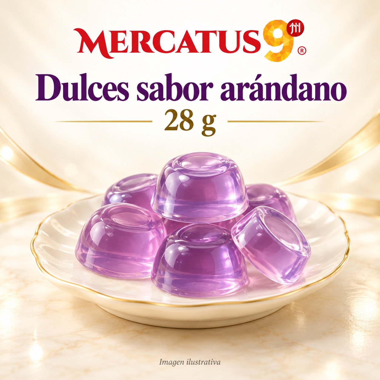 Dulces sabor arándano, presentación de 28 g, Mercatus9