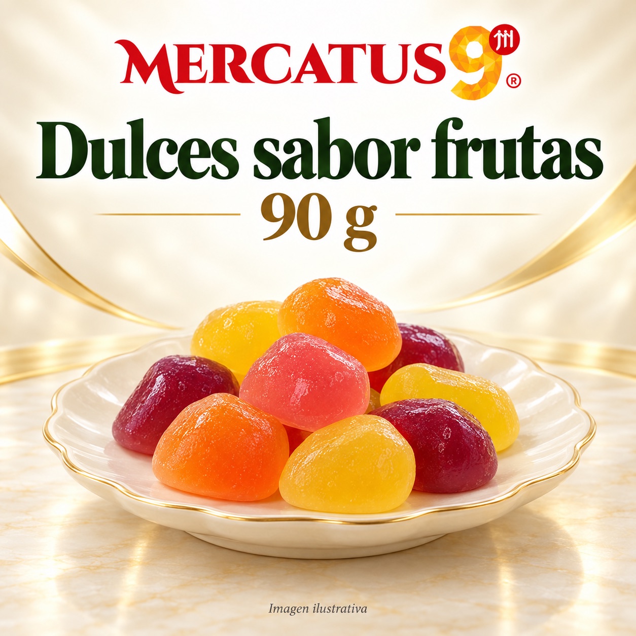 Dulces sabor frutas, presentación de 90 g, Mercatus9