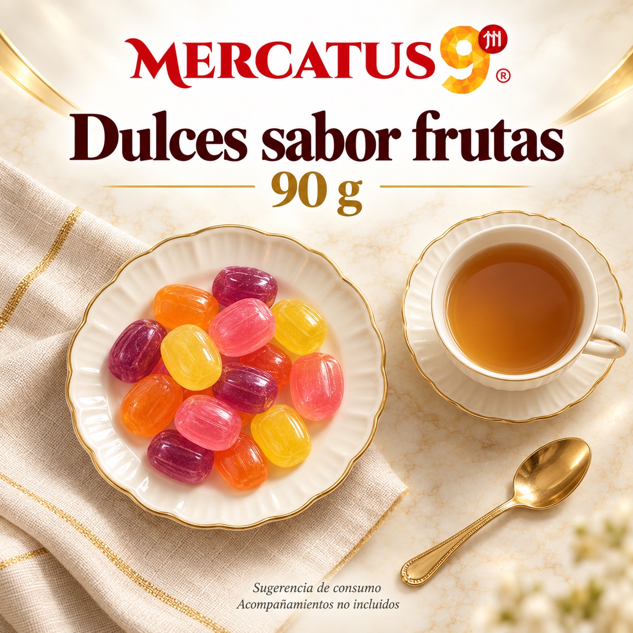 Sugerencia ilustrativa de consumo de Dulces sabor frutas; acompañamientos no incluidos