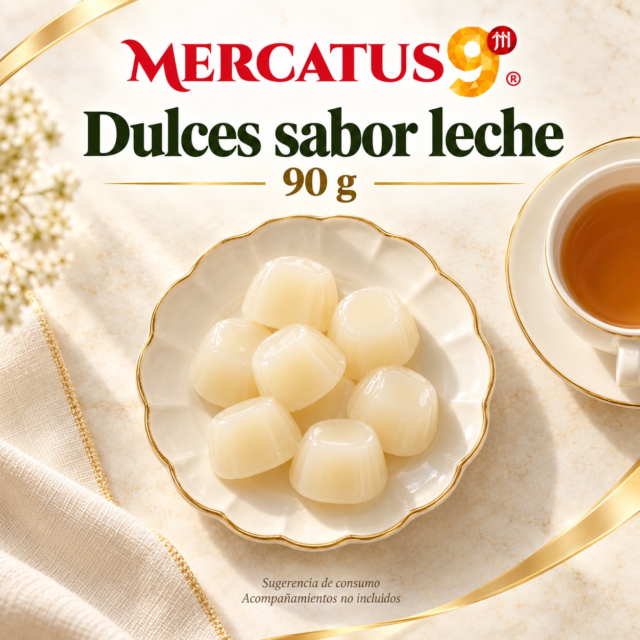 Sugerencia ilustrativa de consumo de Dulces sabor leche; acompañamientos no incluidos