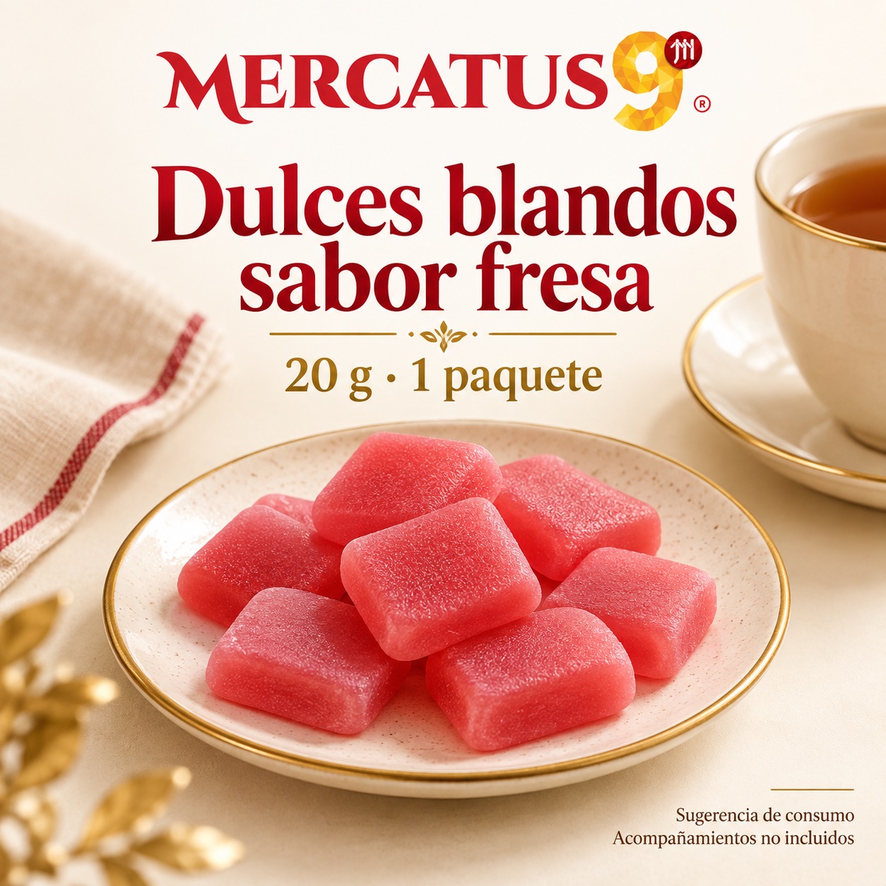 Sugerencia ilustrativa de consumo de Dulces blandos WW sabor fresa; acompañamientos no incluidos