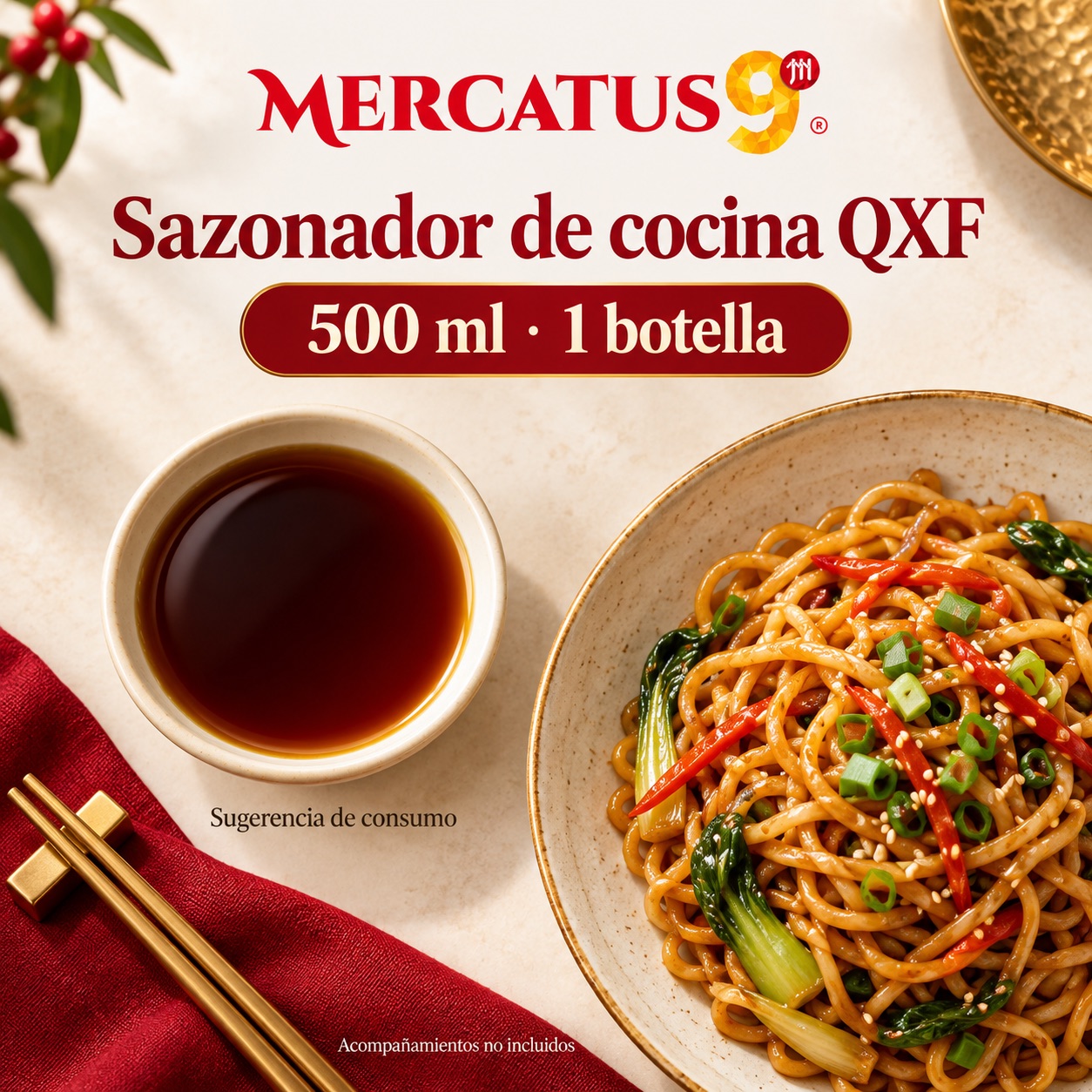 Sugerencia ilustrativa de consumo de Sazonador de cocina QXF; acompañamientos no incluidos