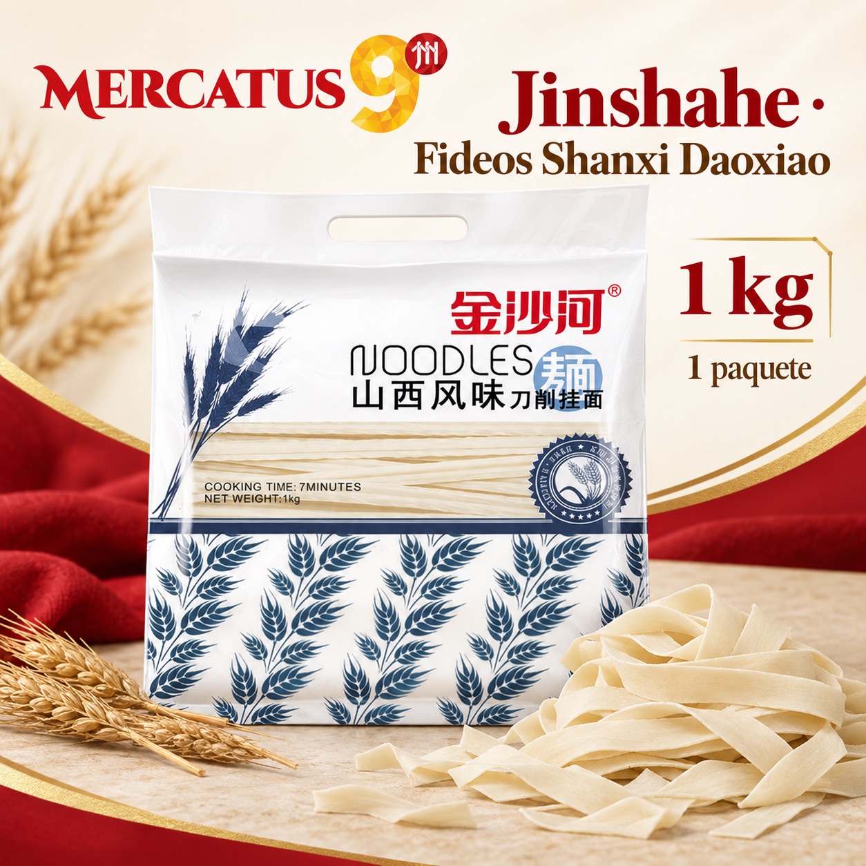 Jinshahe · Fideos Shanxi Daoxiao, presentación de 1000 g, Mercatus9
