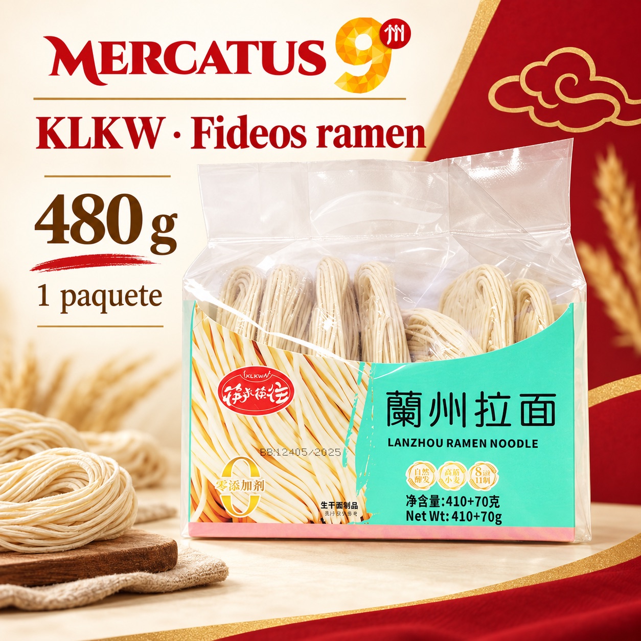 KLKW · Fideos ramen, presentación de 480 g, Mercatus9
