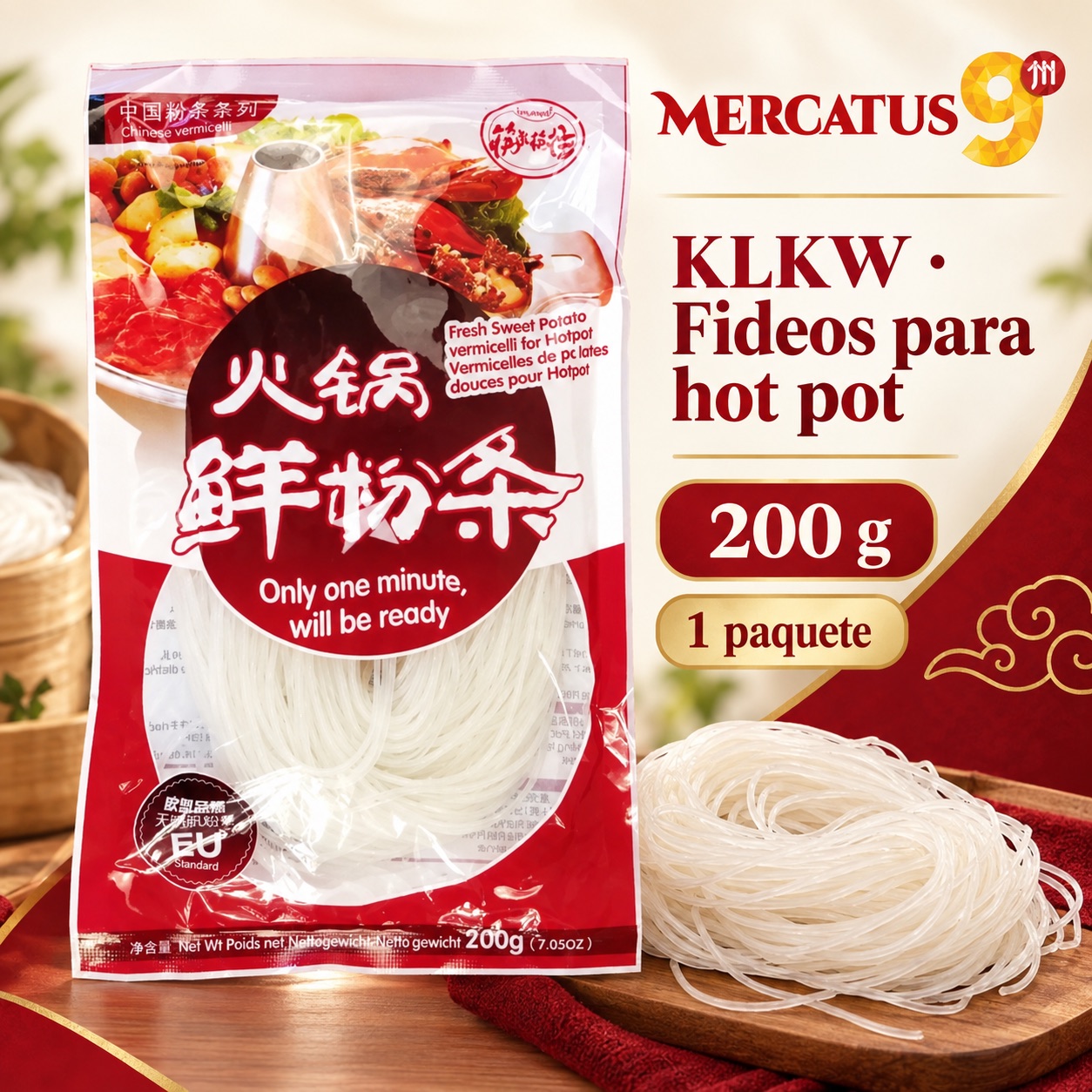 KLKW · Fideos para hot pot, presentación de 200 g, Mercatus9