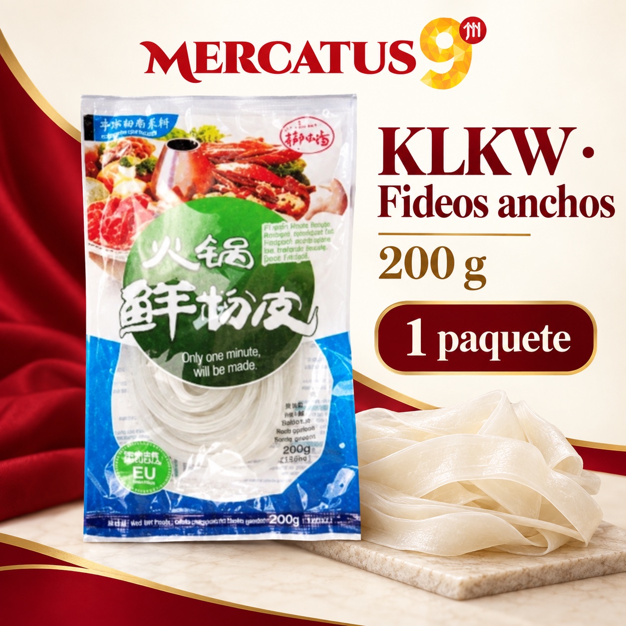 KLKW · Fideos anchos, presentación de 200 g, Mercatus9