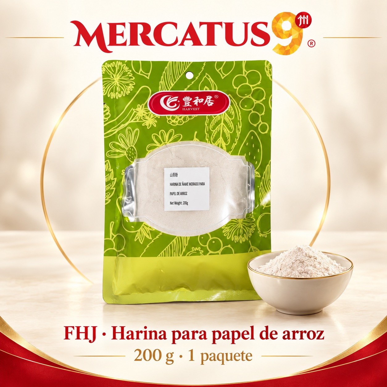 FHJ · Harina de ñame morado para papel de arroz, presentación de 200 g, Mercatus9
