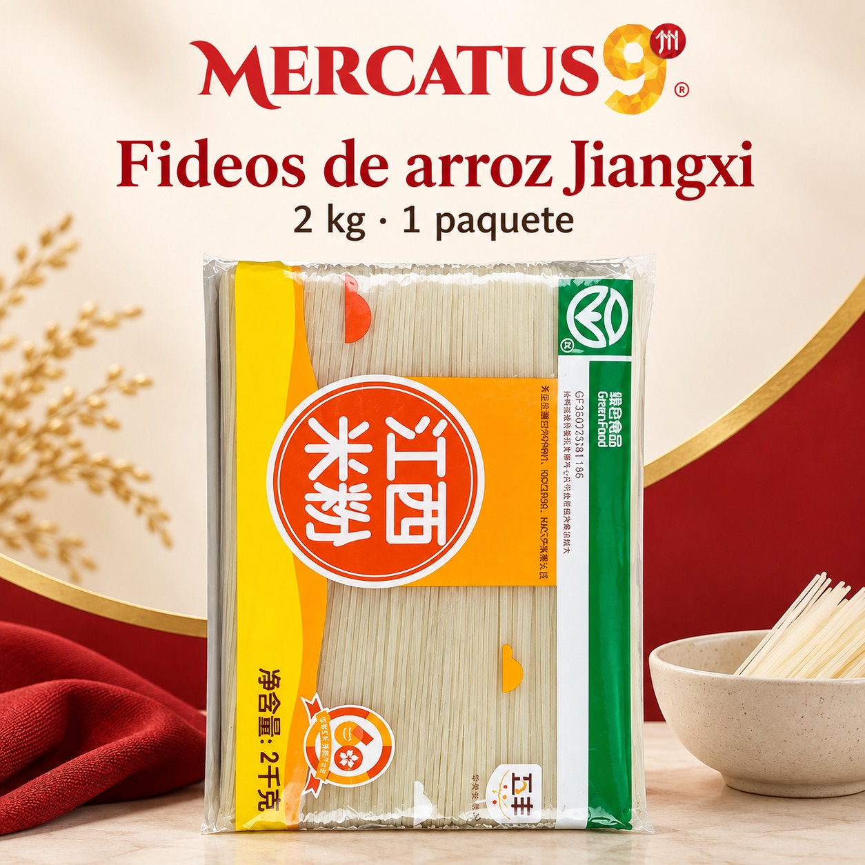 Fideos de arroz Jiangxi · 2 kg, presentación de 2000 g, Mercatus9