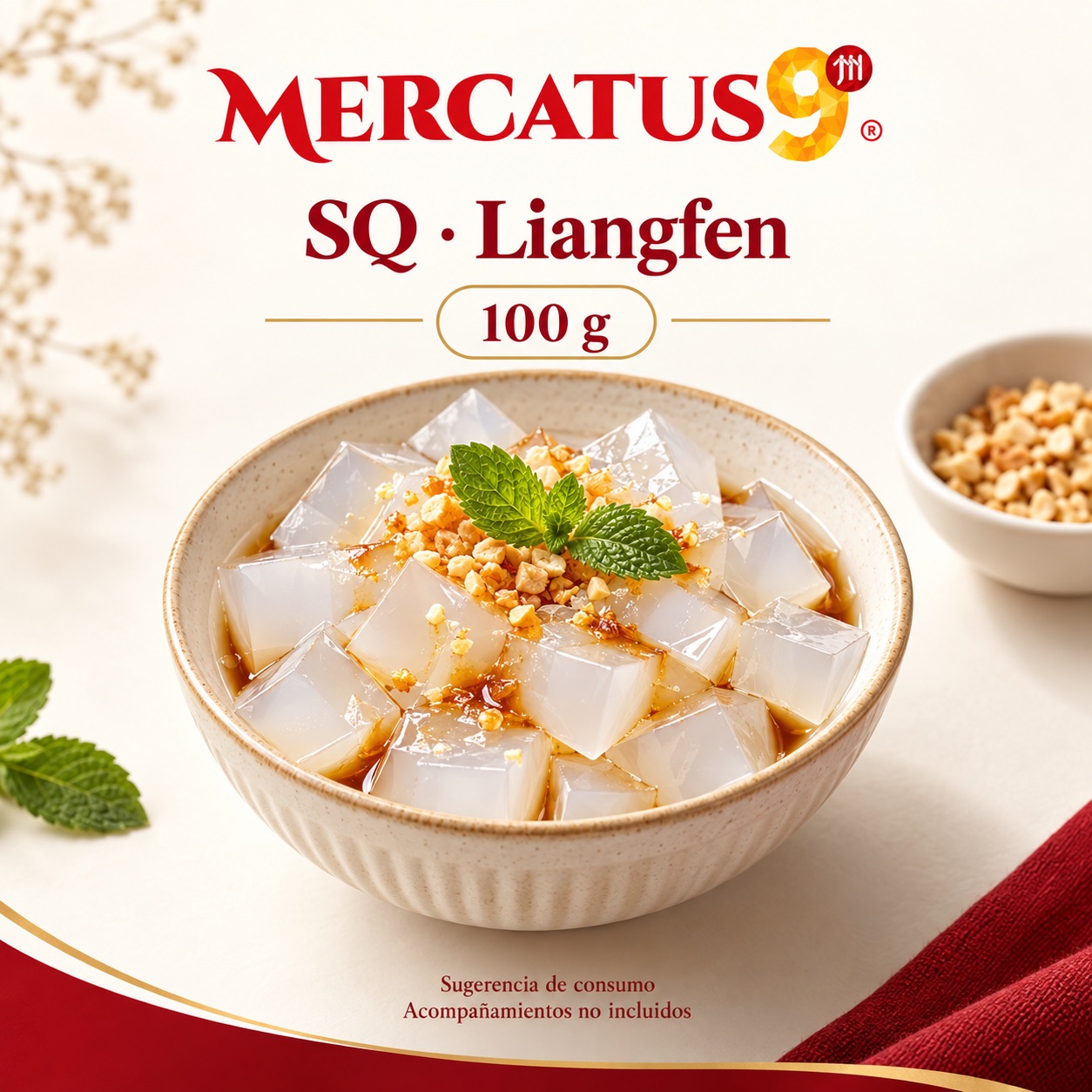Sugerencia ilustrativa de consumo de SQ · Liangfen; acompañamientos no incluidos