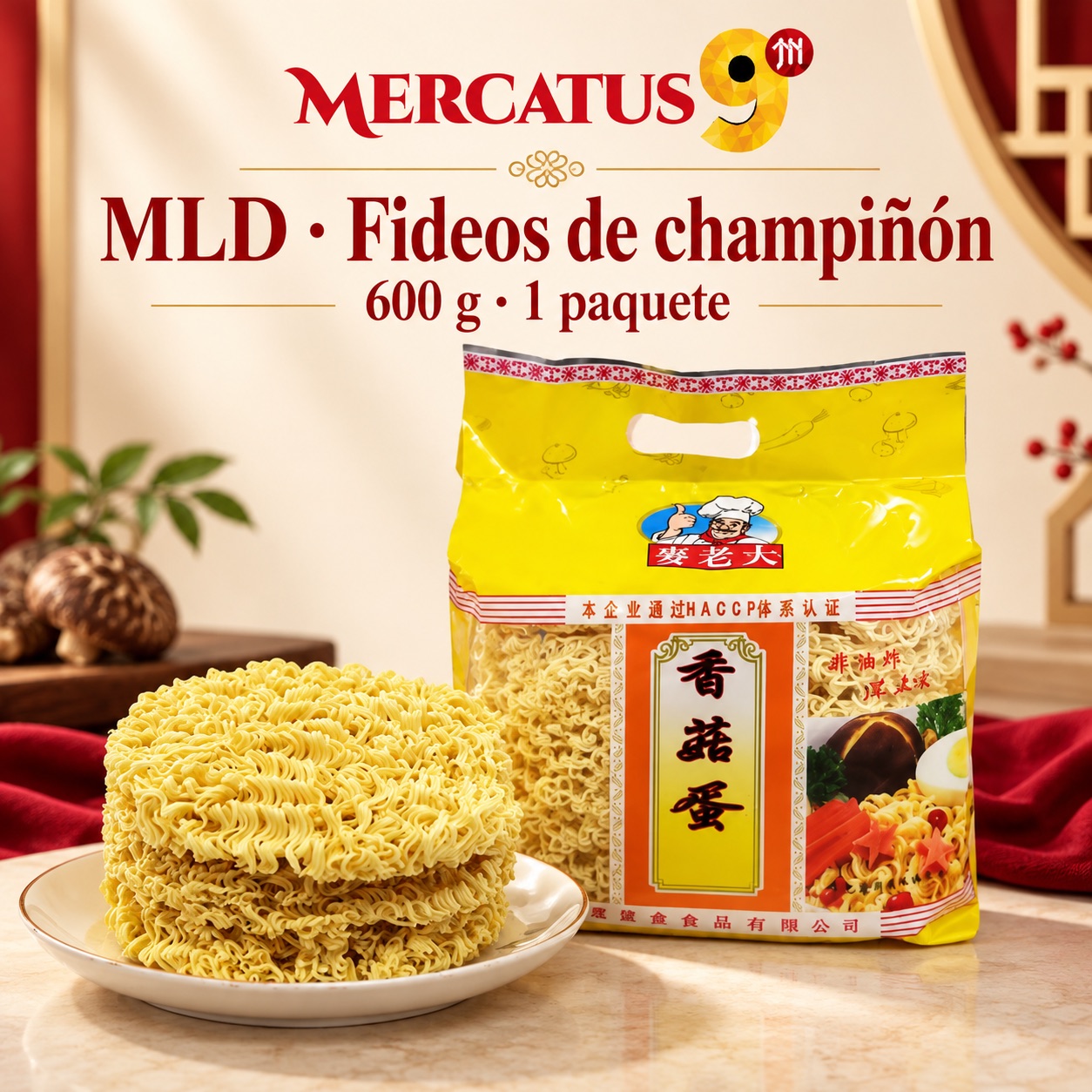MLD · Fideos de champiñón, presentación de 600 g, Mercatus9