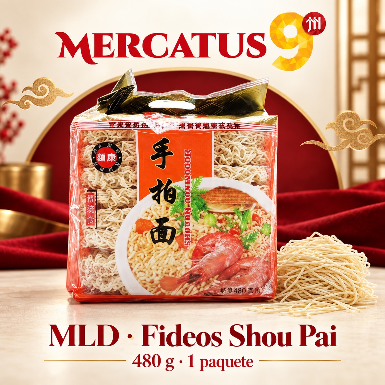 MLD · Fideos Shou Pai, presentación de 480 g, Mercatus9