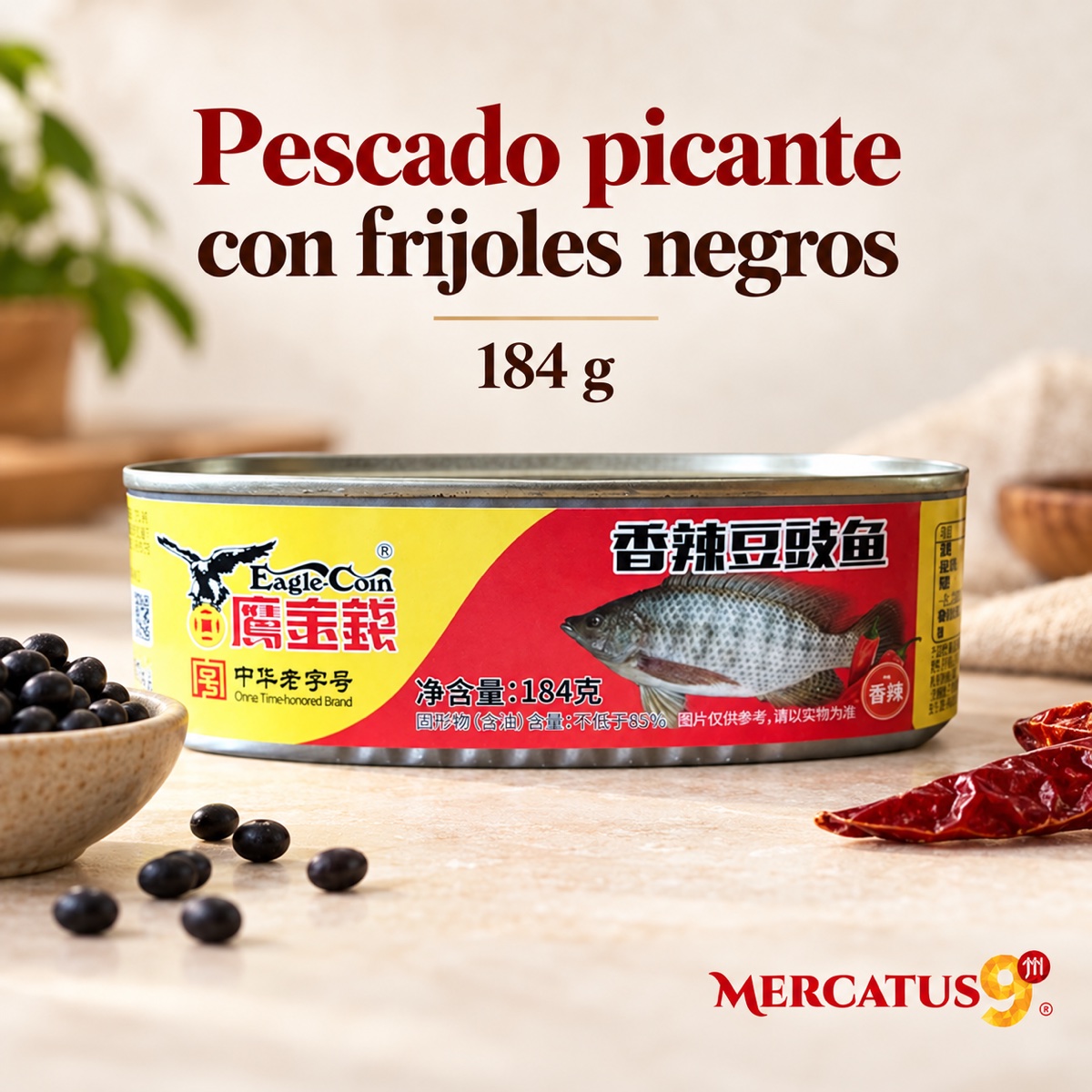 Presentación ilustrativa de Pescado picante con frijoles negros YJQ 184 g, Mercatus9