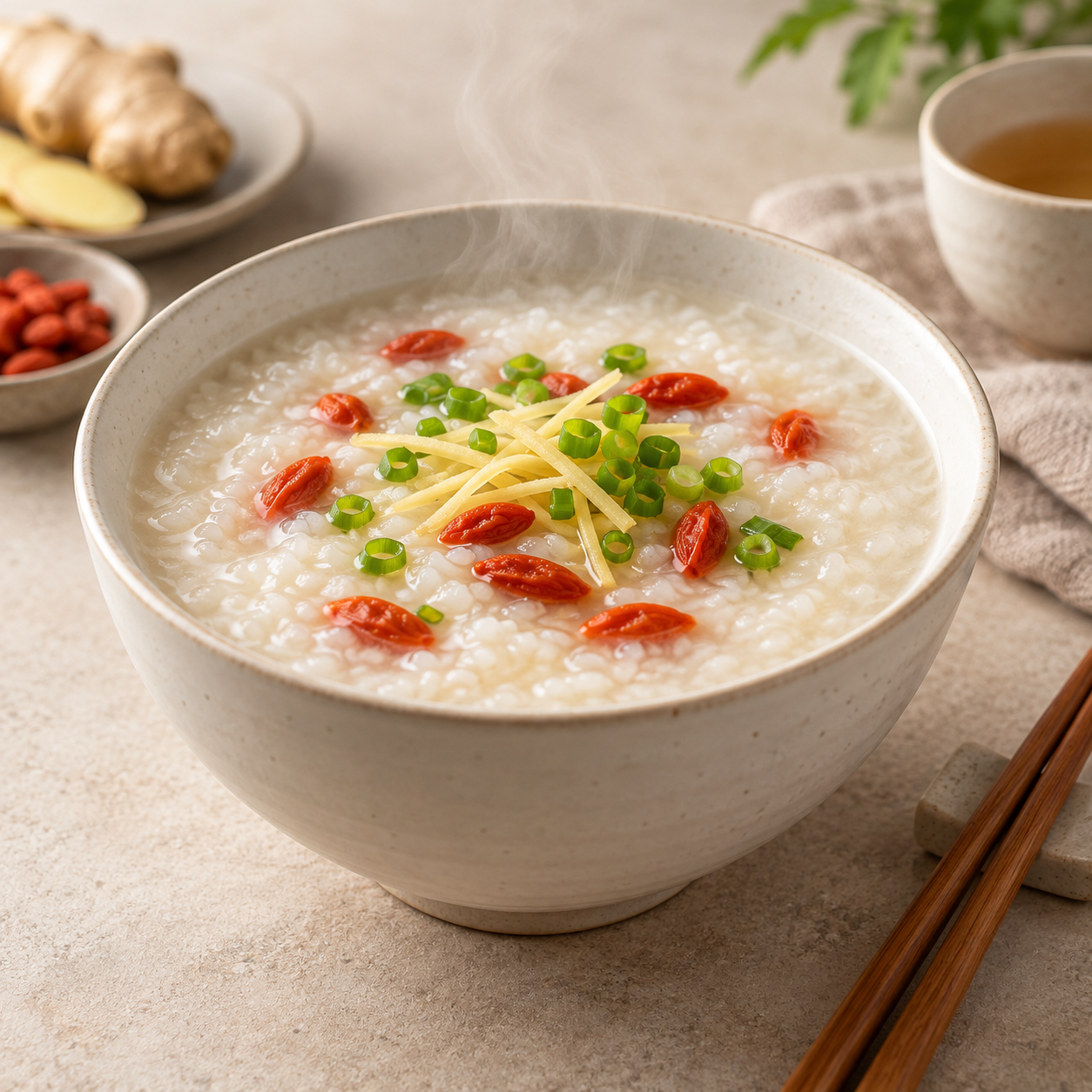 Sugerencia de preparación: Congee con goji y jengibre