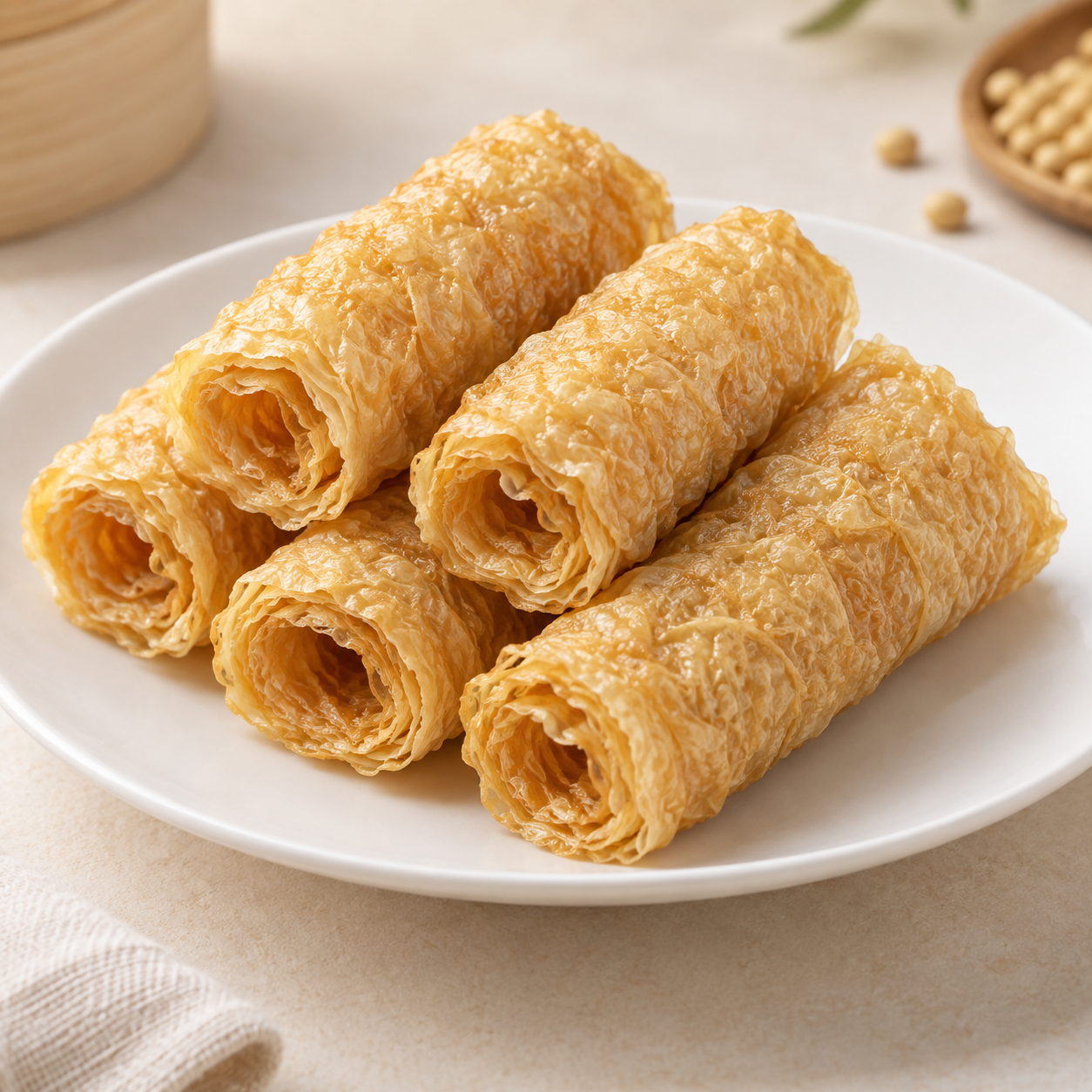 Presentación ilustrativa: Rollos de piel de soya para hot pot · 响铃卷