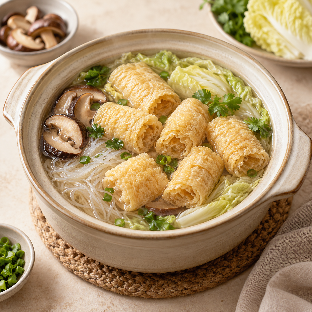 Sugerencia de preparación: Hot pot suave con rollos de soya