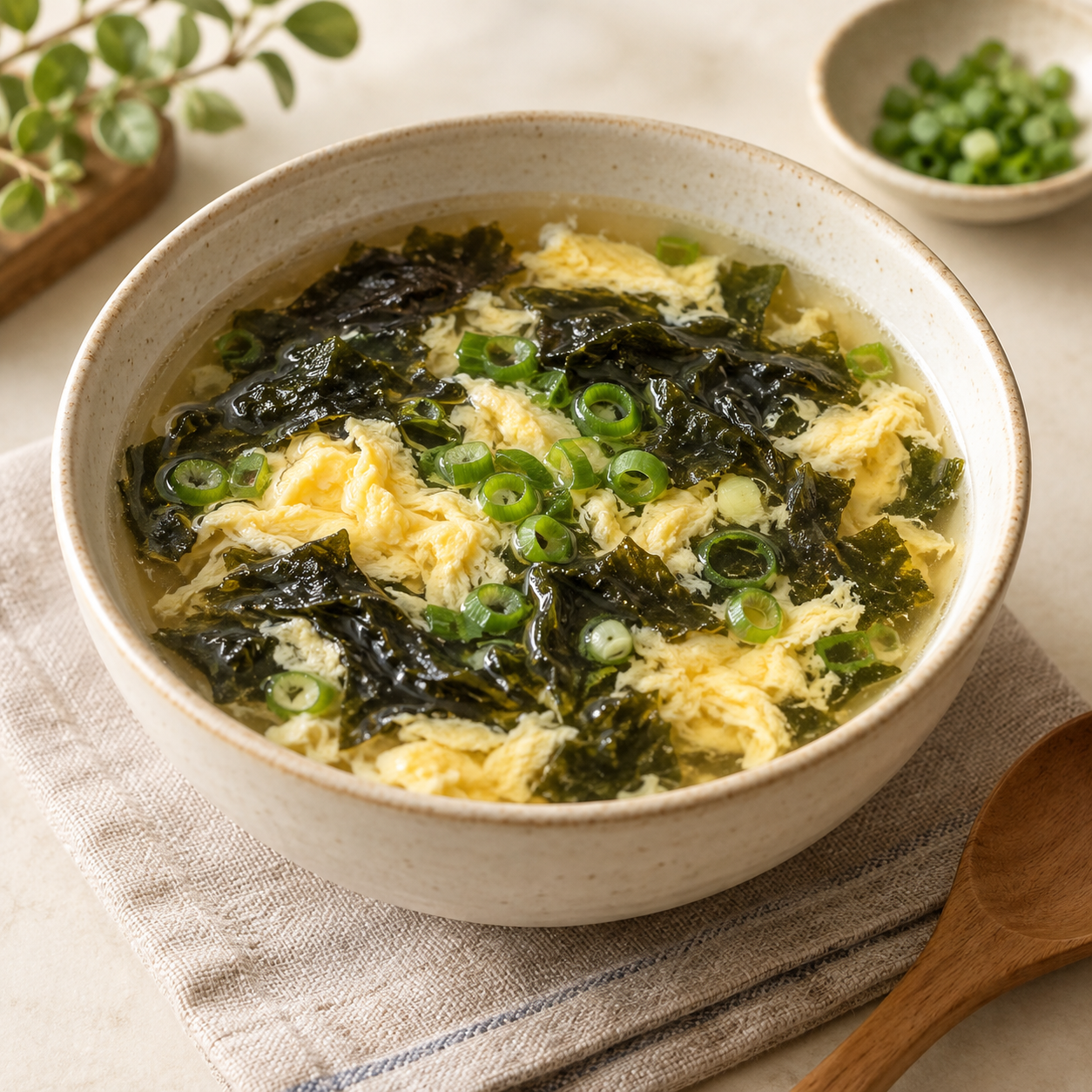 Sugerencia de preparación: Sopa de alga y huevo
