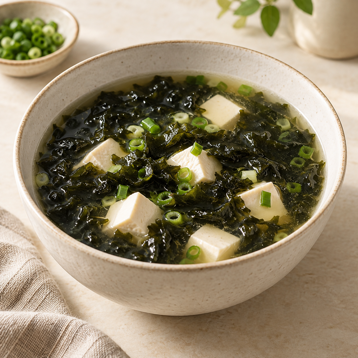 Sugerencia de preparación: Sopa de laver, tofu y cebollín