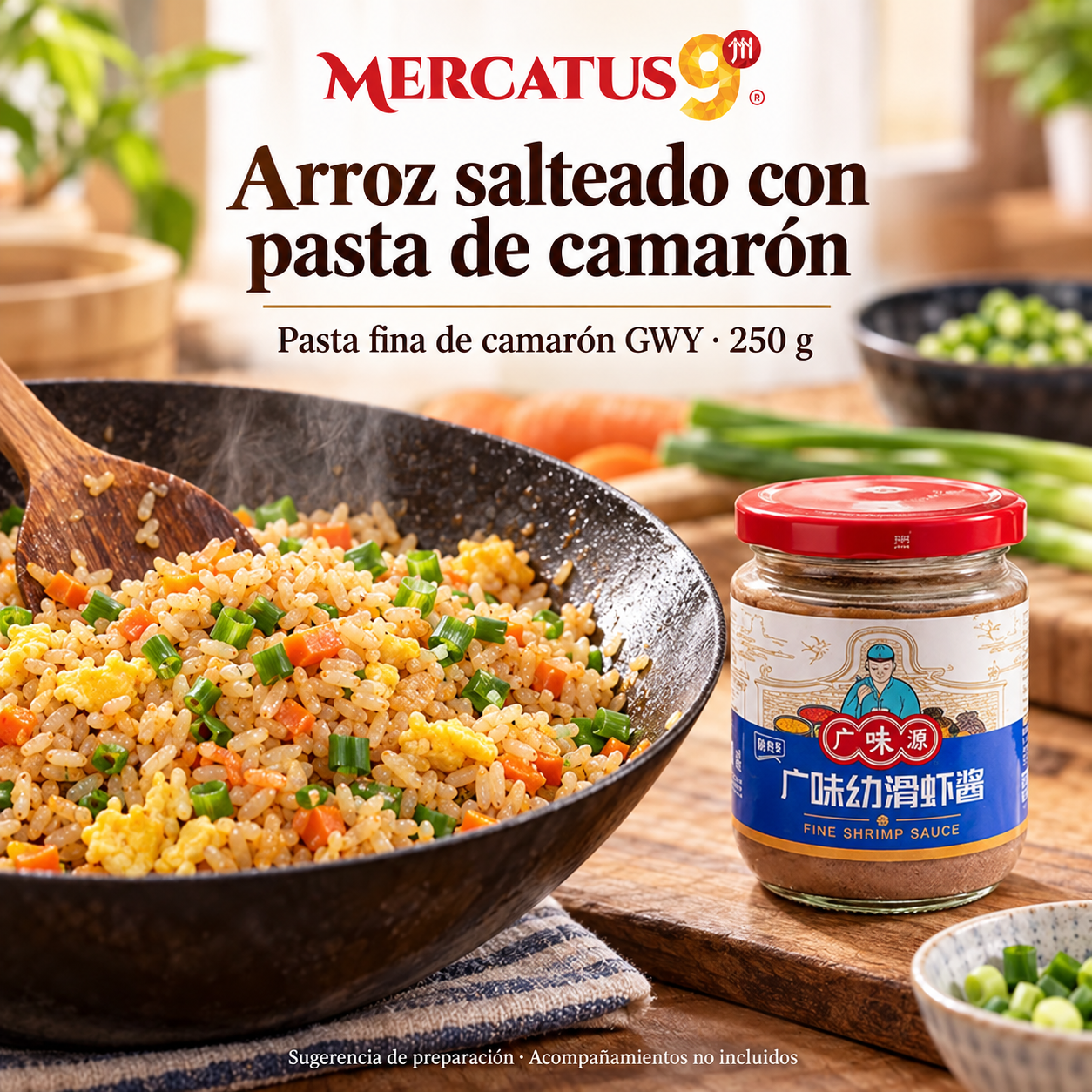 Pasta fina de camarón GWY · 250 g — Arroz salteado con pasta de camarón
