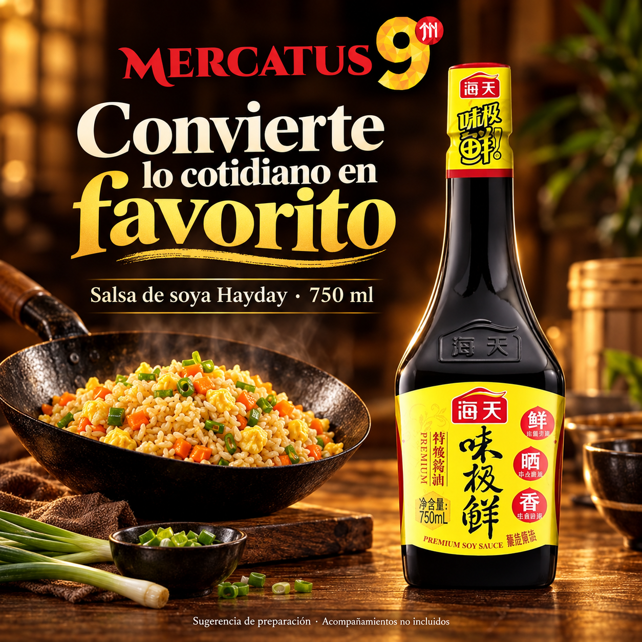 Salsa de soya Hayday · 750 ml — Arroz frito con huevo y soya
